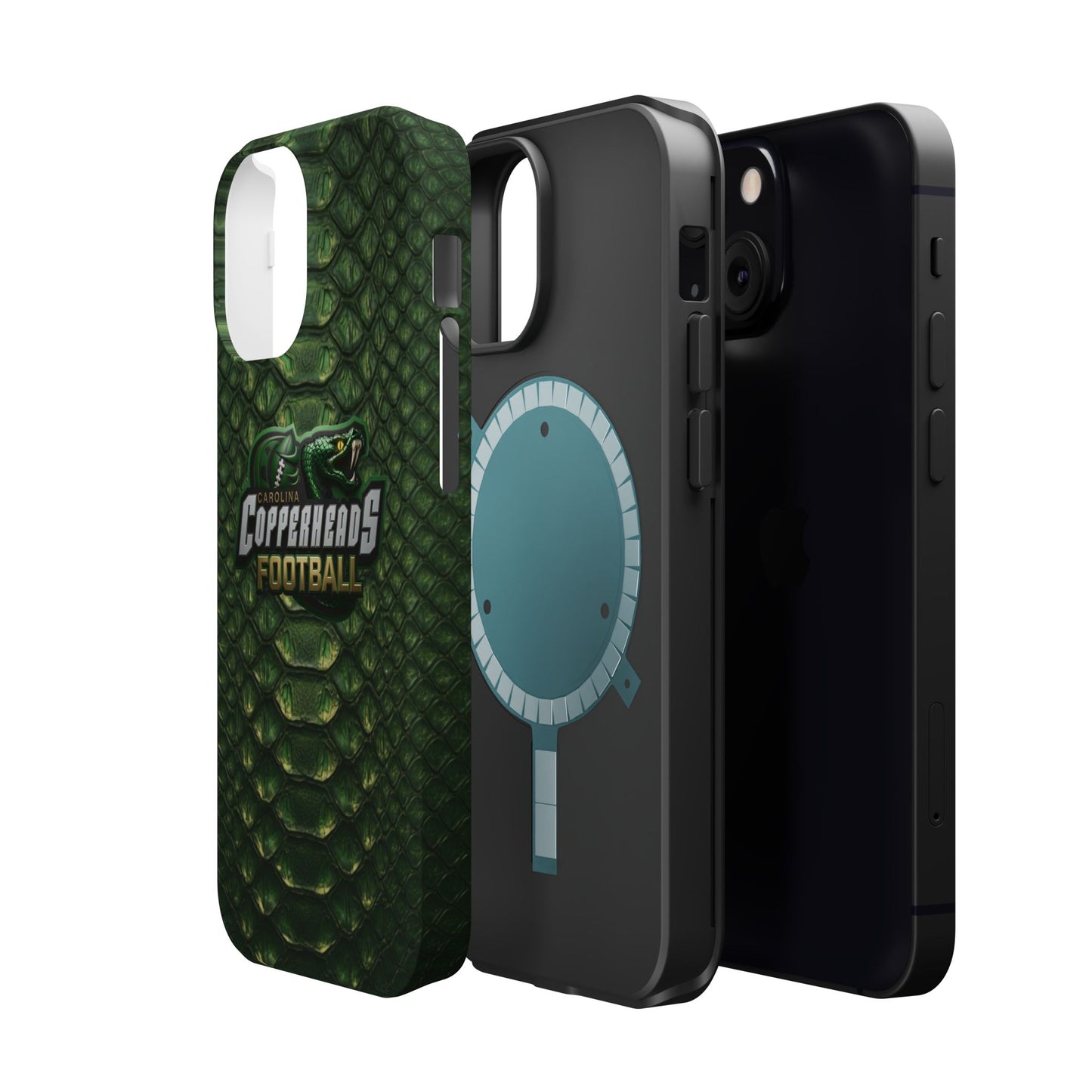 Copperheads Football Magnetic Impact-Resistant Phone Case — Green Snake Scale Design