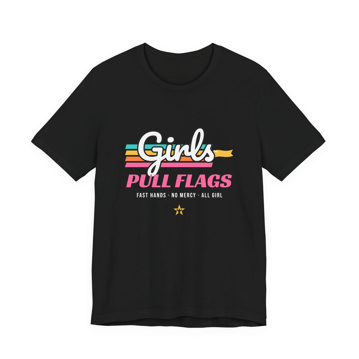 Girls Pull Flags Football t-shirt in Black, front print