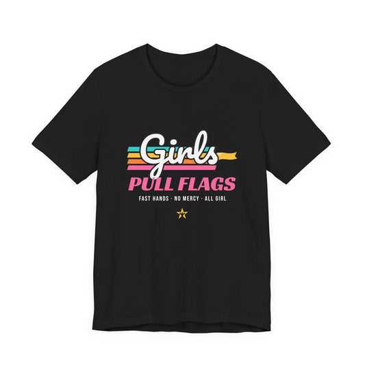 Girls Pull Flags Football t-shirt in Black, front print