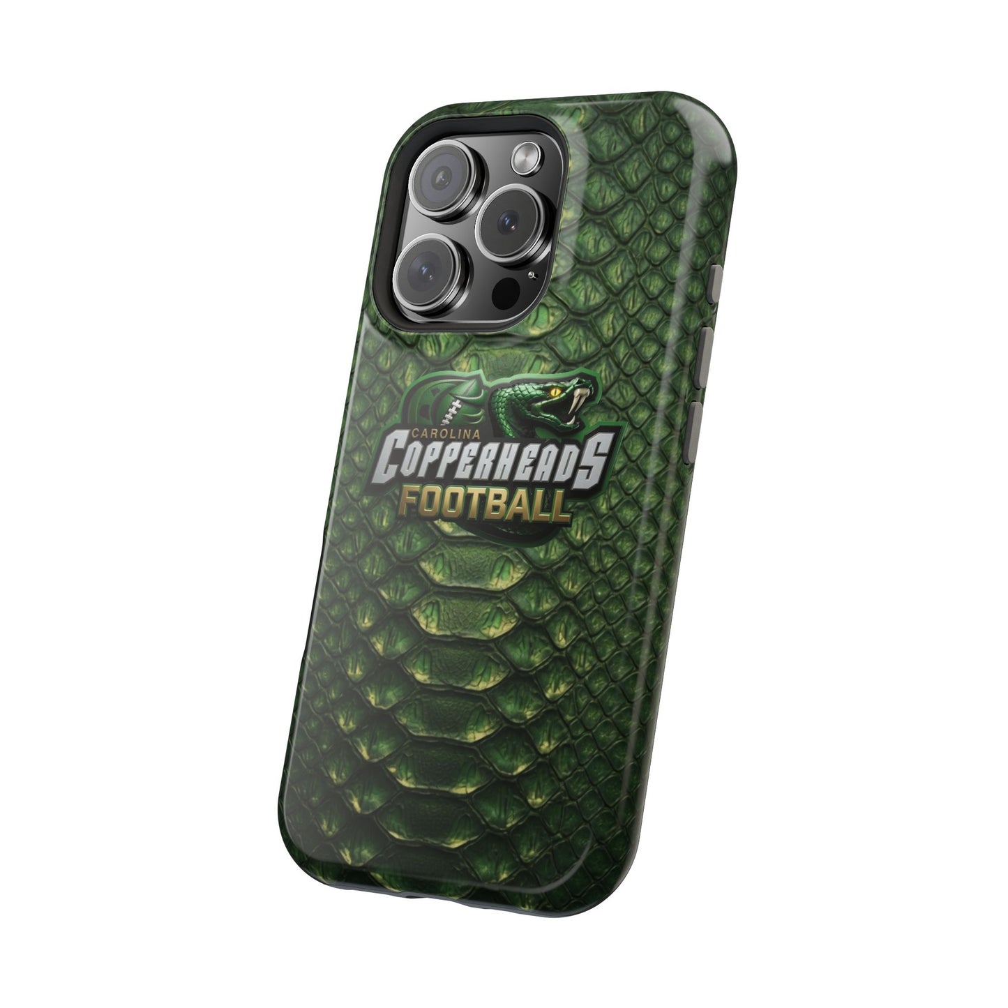 Copperheads Football Magnetic Impact-Resistant Phone Case — Green Snake Scale Design