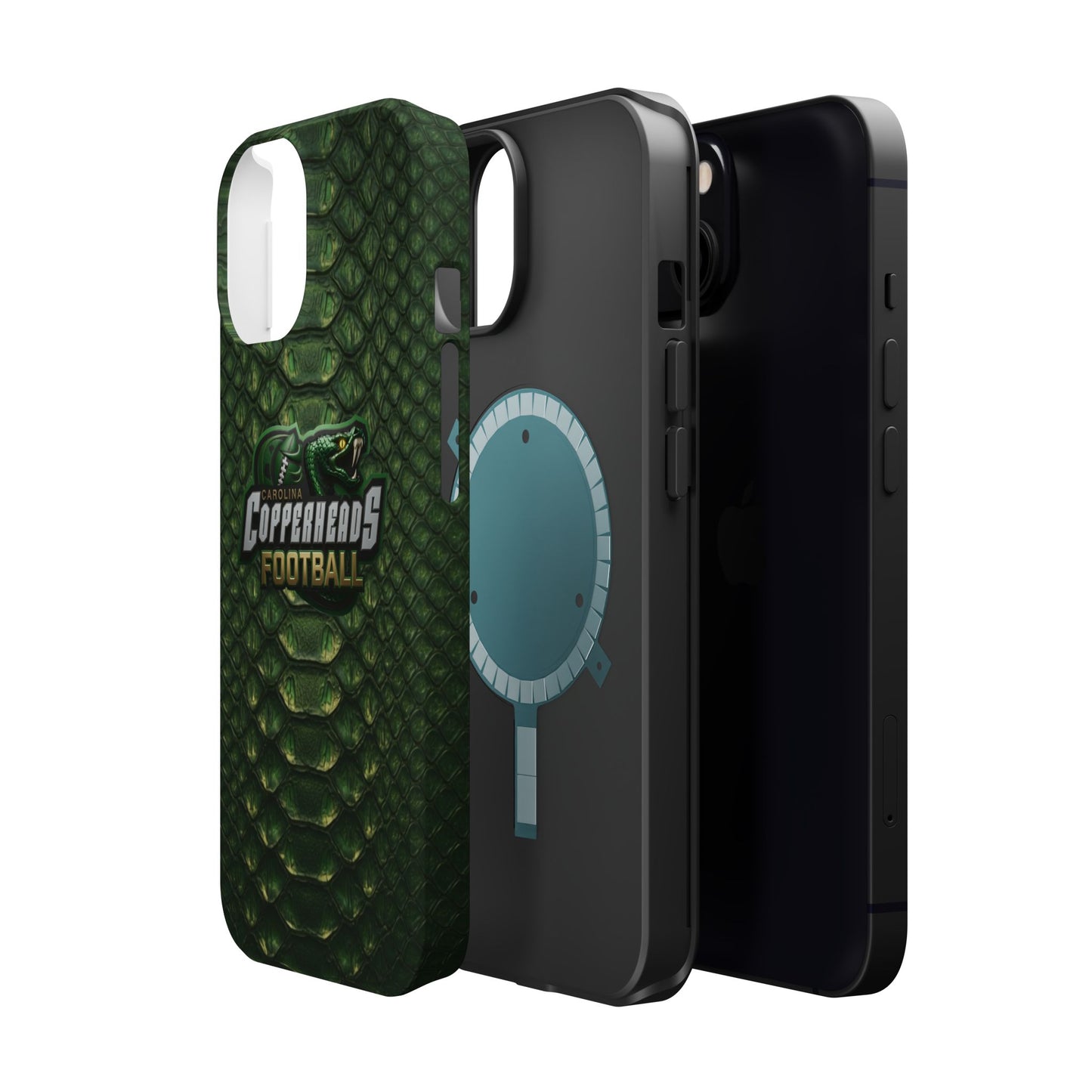 Copperheads Football Magnetic Impact-Resistant Phone Case — Green Snake Scale Design