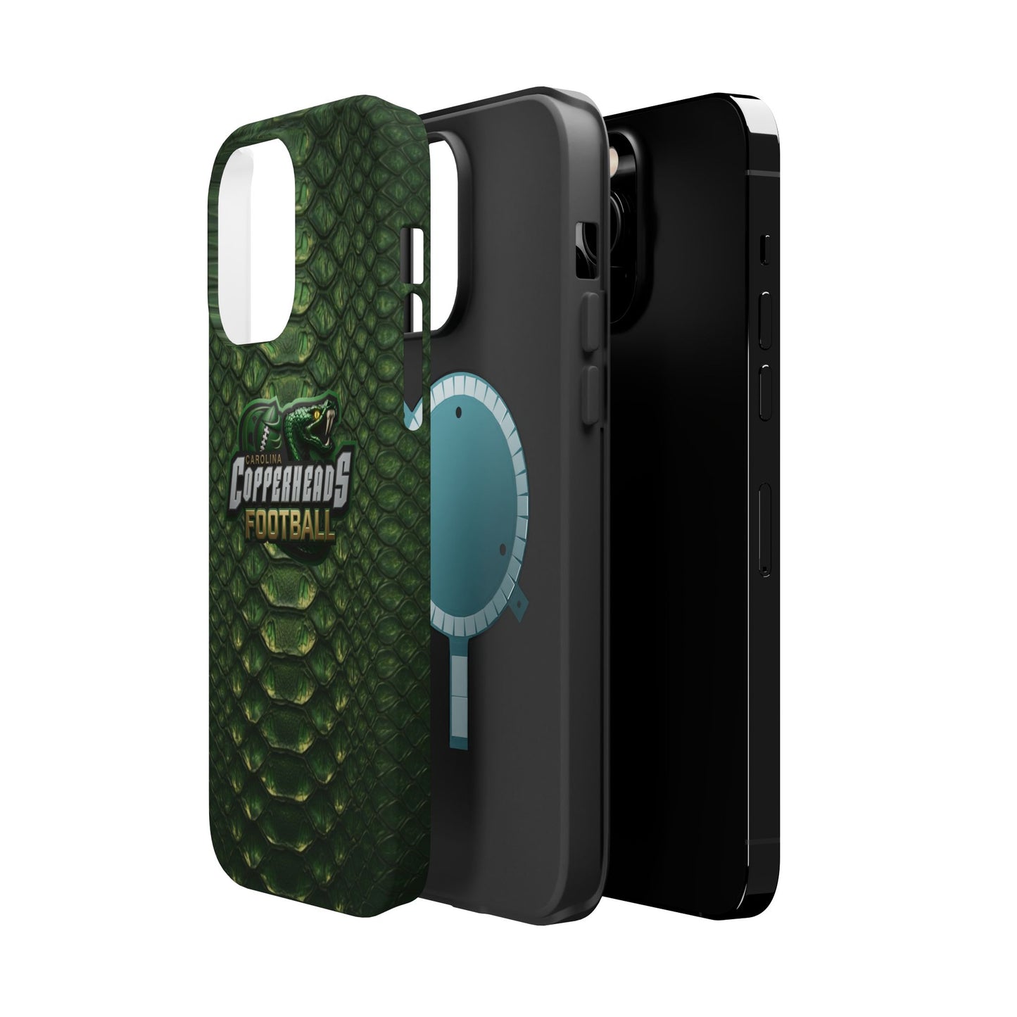 Copperheads Football Magnetic Impact-Resistant Phone Case — Green Snake Scale Design