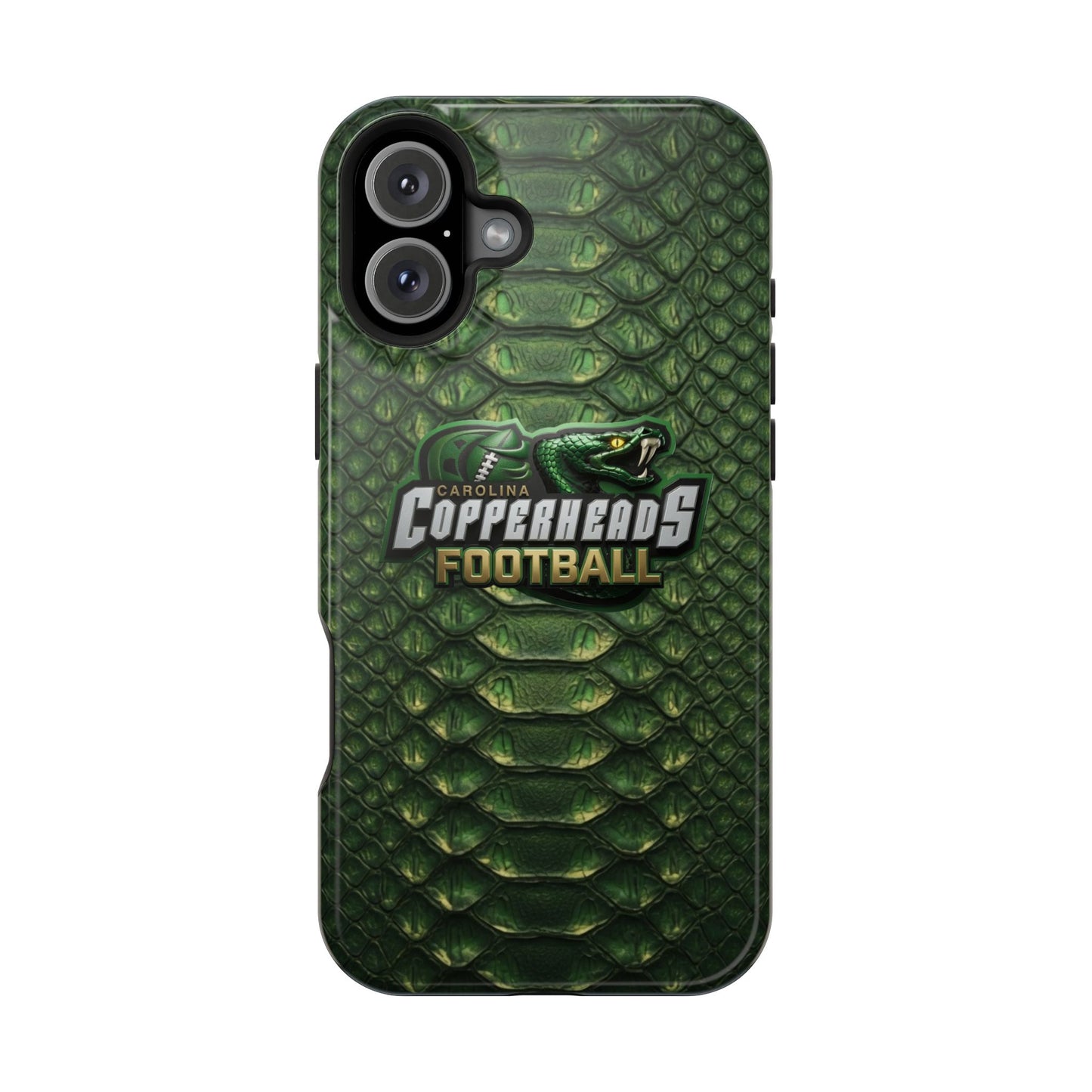 Copperheads Football Magnetic Impact-Resistant Phone Case — Green Snake Scale Design