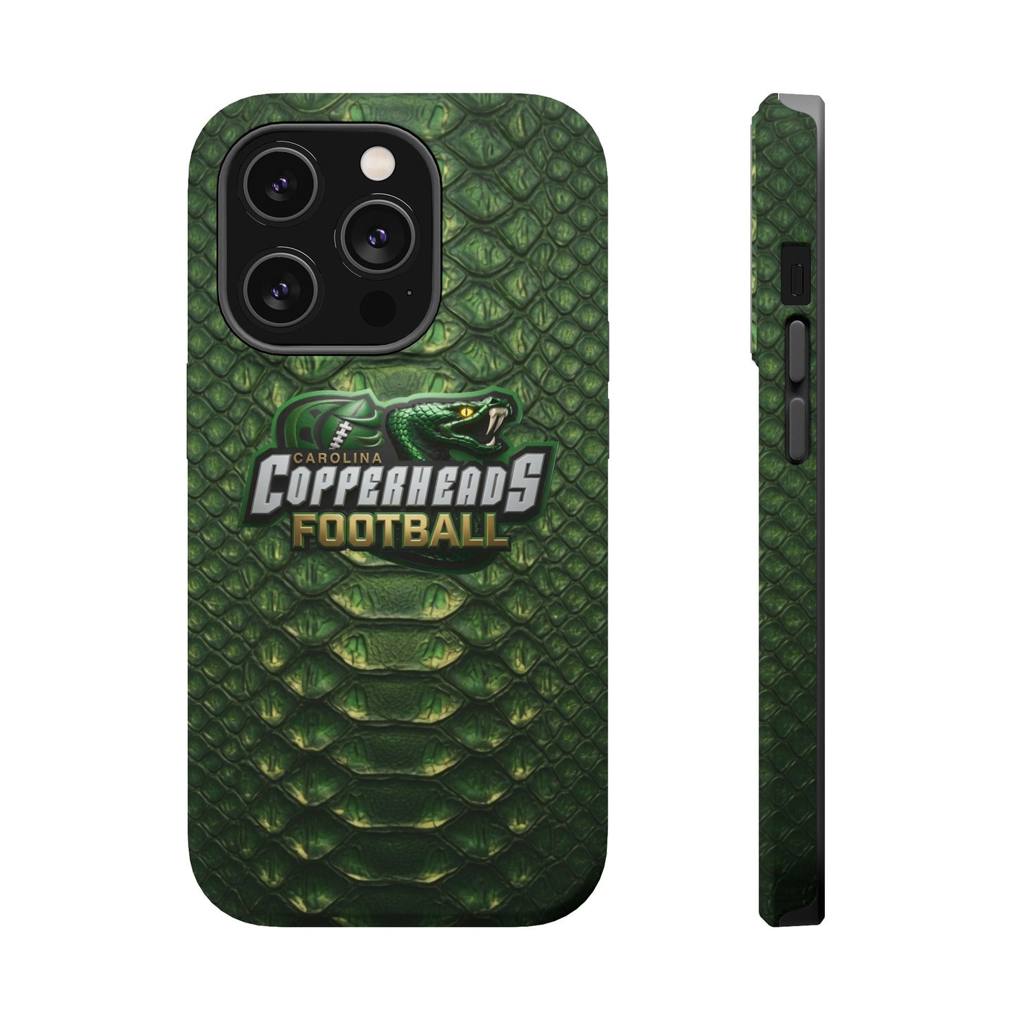 Copperheads Football Magnetic Impact-Resistant Phone Case — Green Snake Scale Design