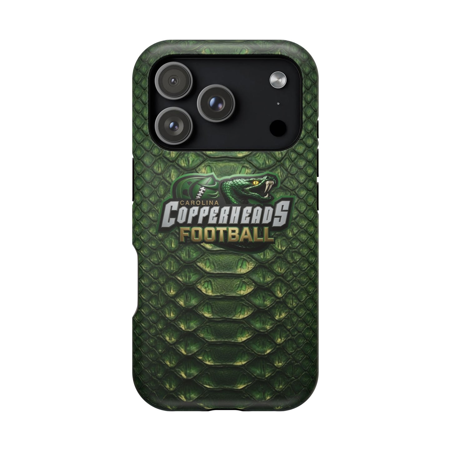 Copperheads Football Magnetic Impact-Resistant Phone Case — Green Snake Scale Design