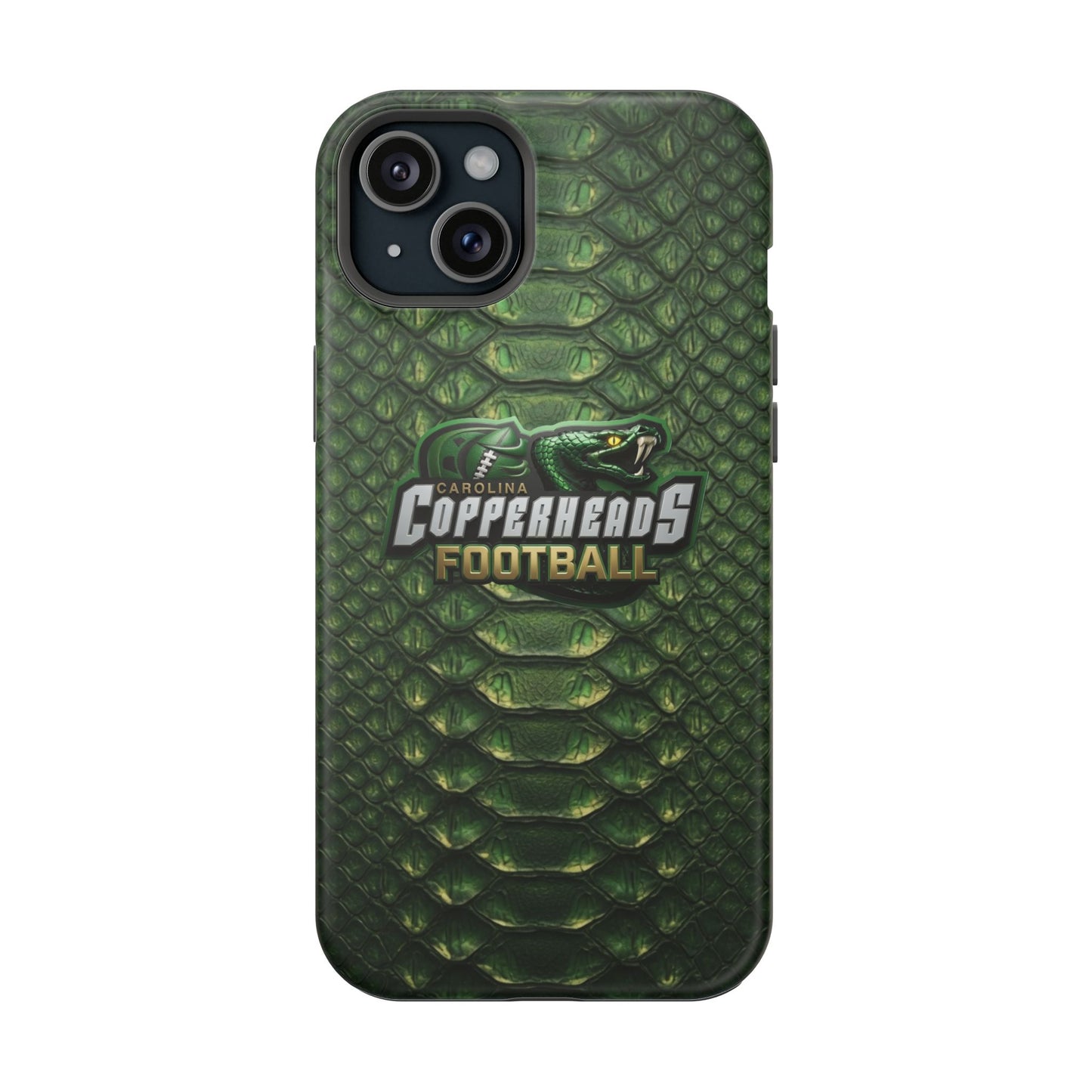 Copperheads Football Magnetic Impact-Resistant Phone Case — Green Snake Scale Design