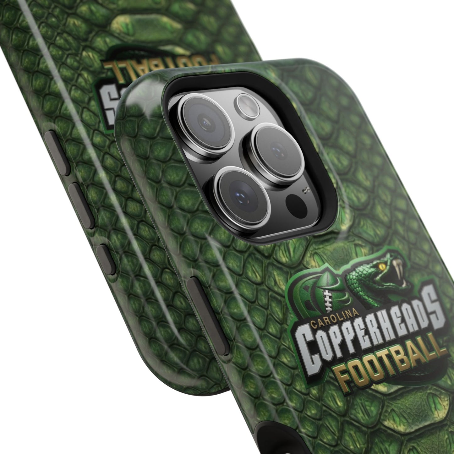 Copperheads Football Magnetic Impact-Resistant Phone Case — Green Snake Scale Design