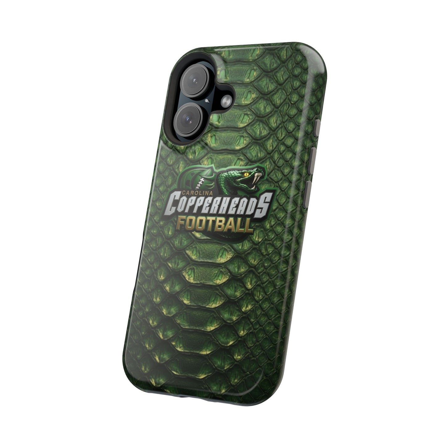 Copperheads Football Magnetic Impact-Resistant Phone Case — Green Snake Scale Design