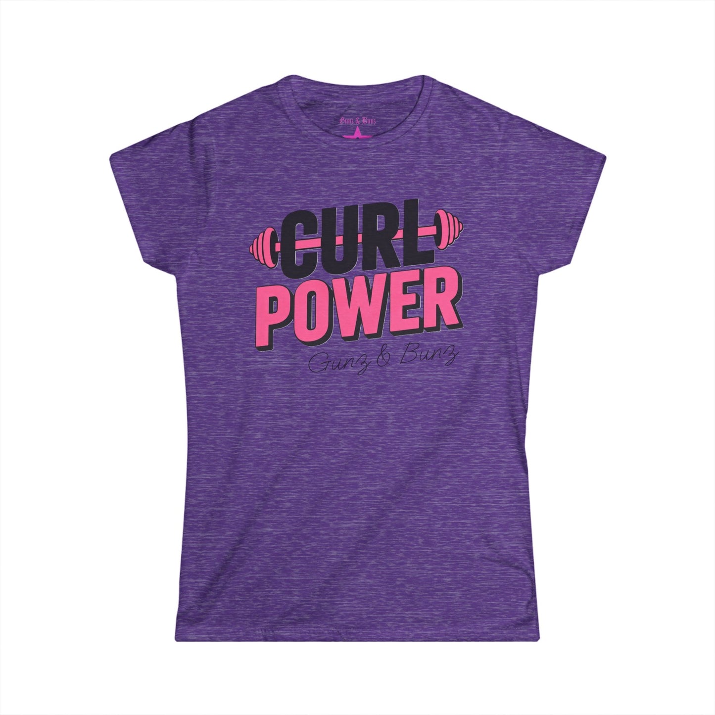 Curl Power Women's Fitness Tee — Pink Barbell Strength Shirt