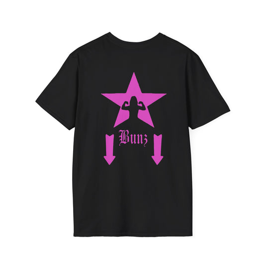Gunz up front, Bunz in the rear Unisex Softstyle T-Shirt - Pink Graphic Tee for Fitness Enthusiasts