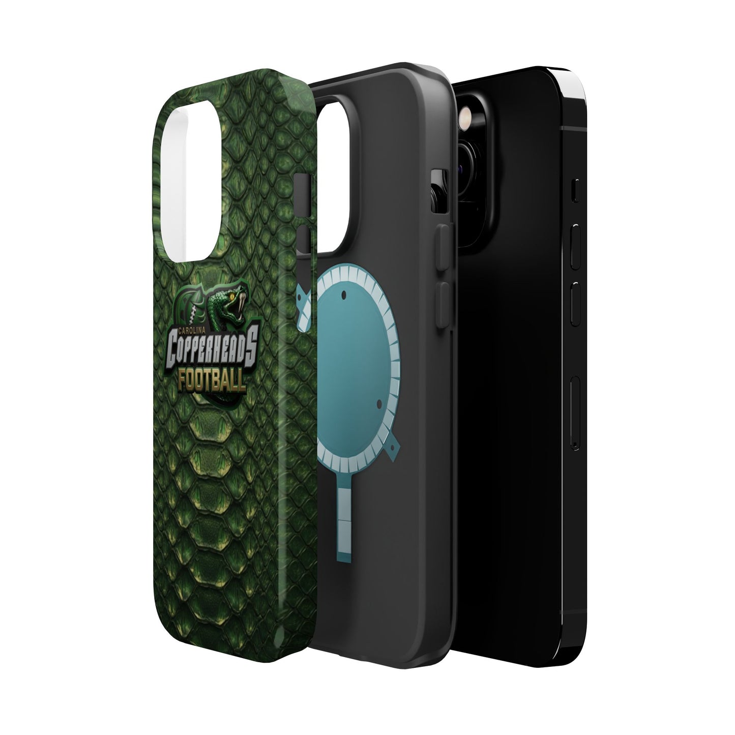 Copperheads Football Magnetic Impact-Resistant Phone Case — Green Snake Scale Design