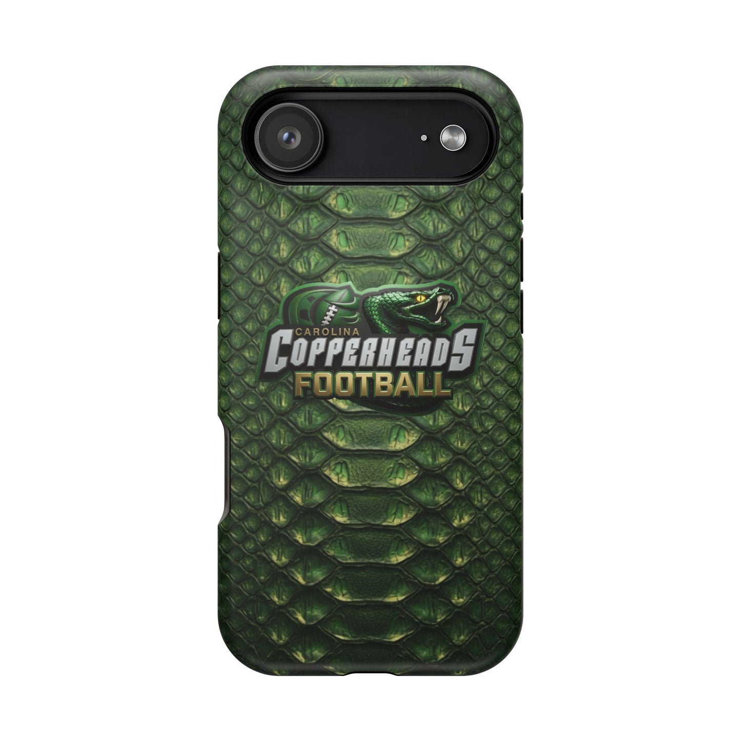 Copperheads Football Magnetic Impact-Resistant Phone Case — Green Snake Scale Design