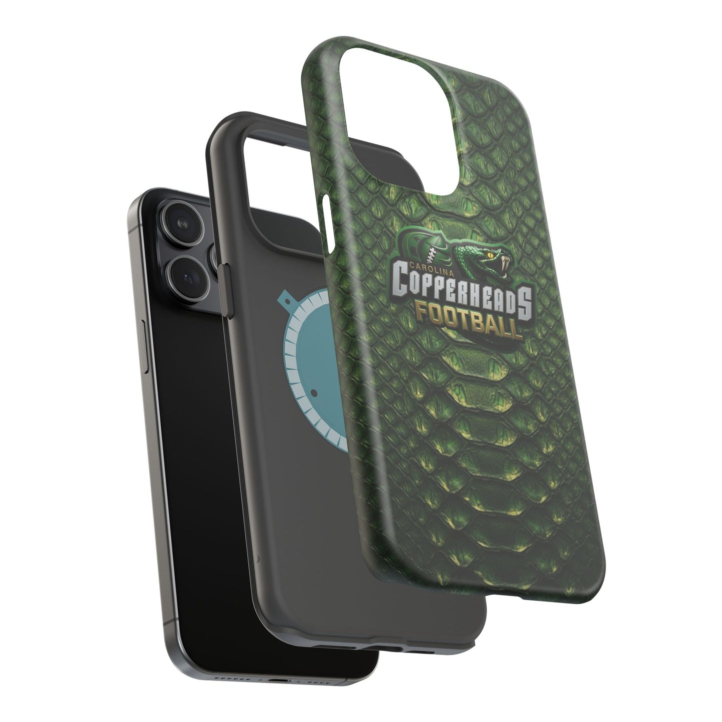 Copperheads Football Magnetic Impact-Resistant Phone Case — Green Snake Scale Design