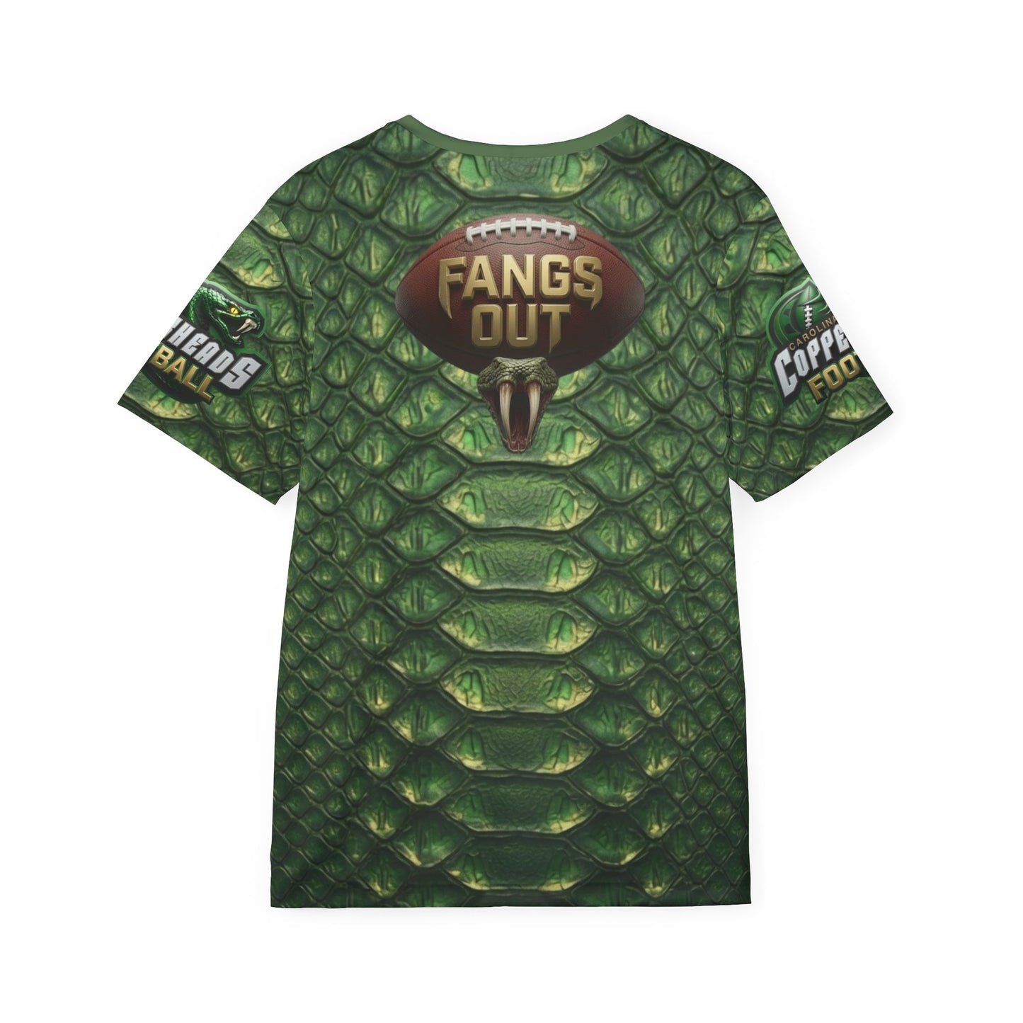 Copperheads Football Jersey – Green Snake-Scale “Fangs Out” Athletic Tee