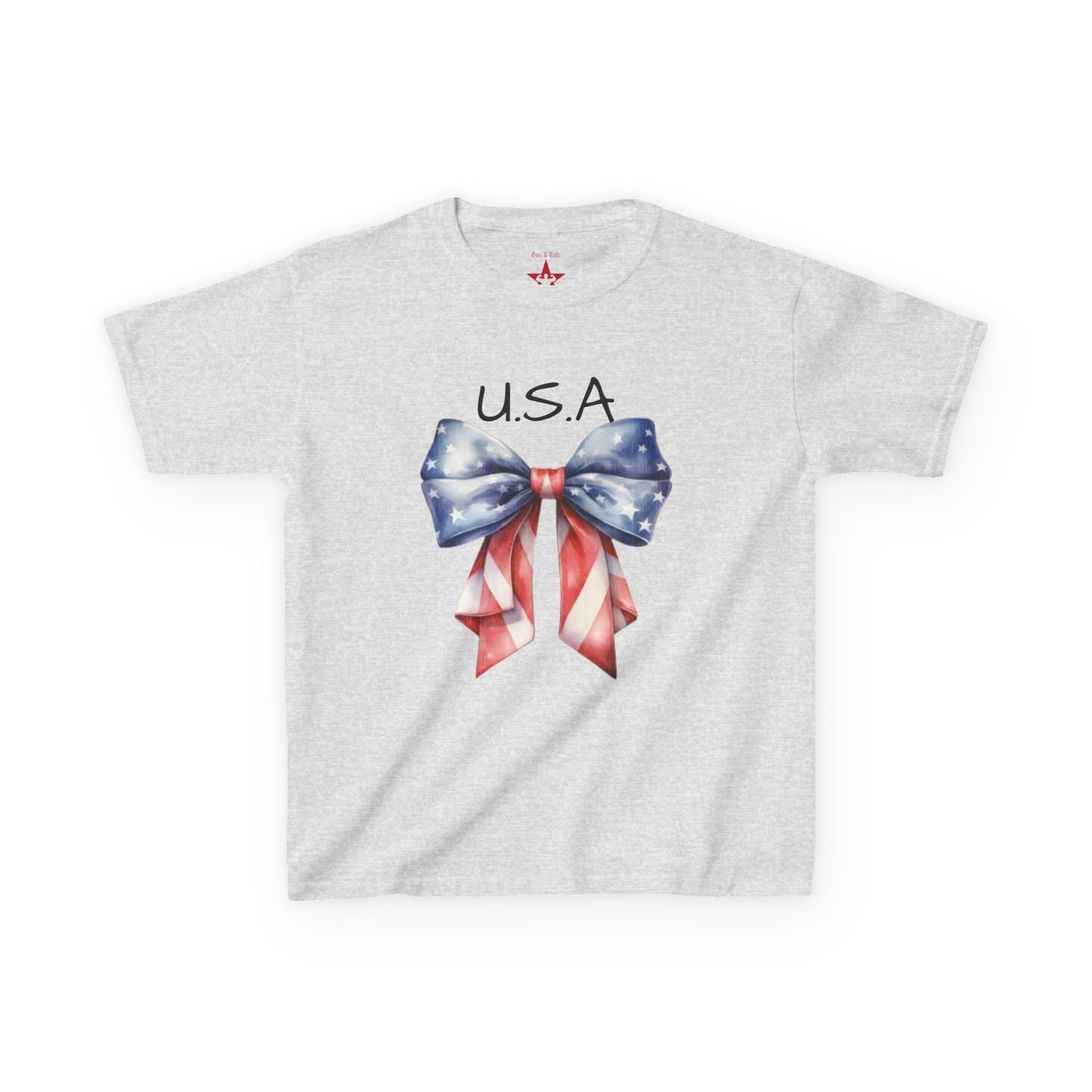 Patriotic Kids Tee - USA Bow Design, Independence Day Shirt, 4th of July Outfit, Kids' T-Shirt, American Pride Apparel