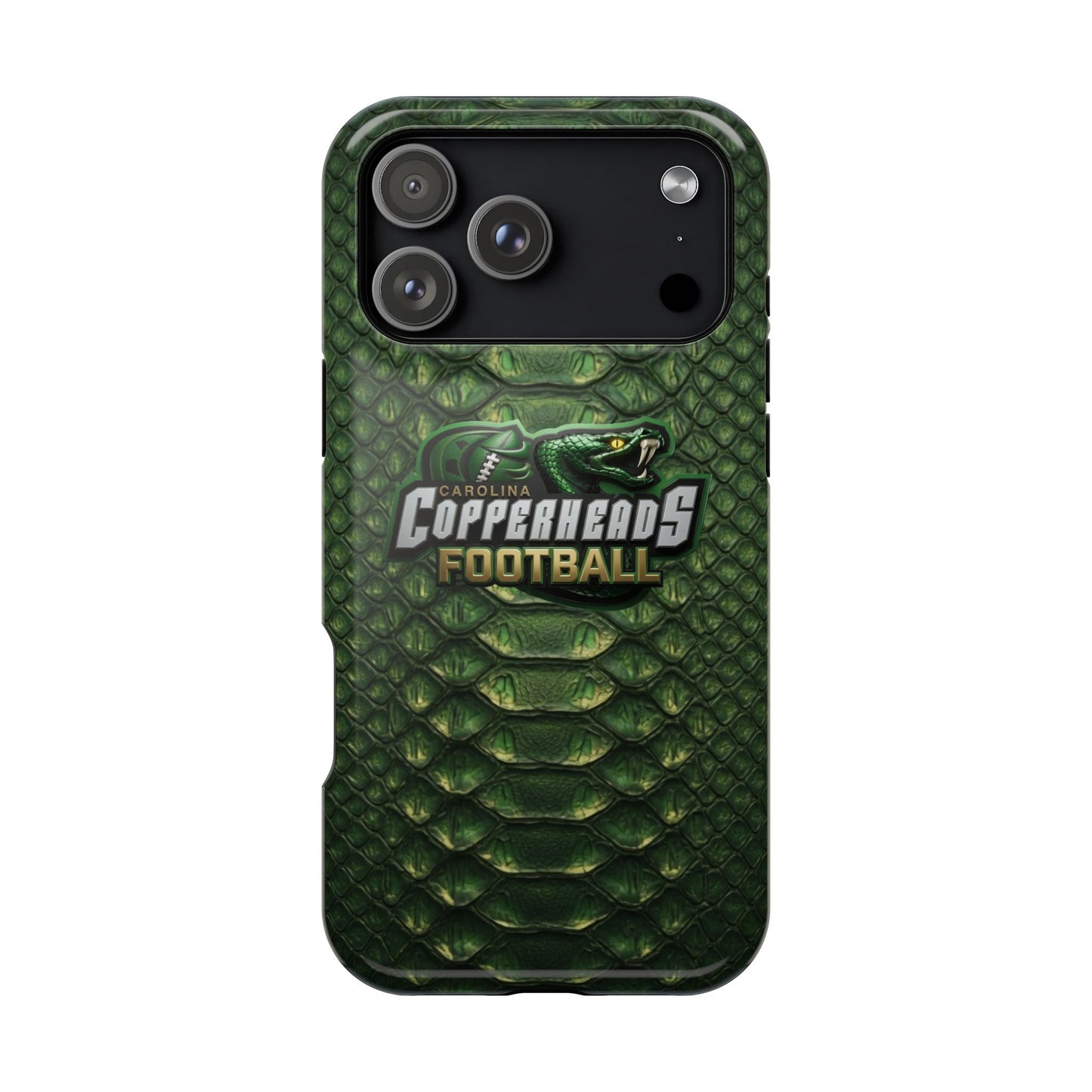 Copperheads Football Magnetic Impact-Resistant Phone Case — Green Snake Scale Design