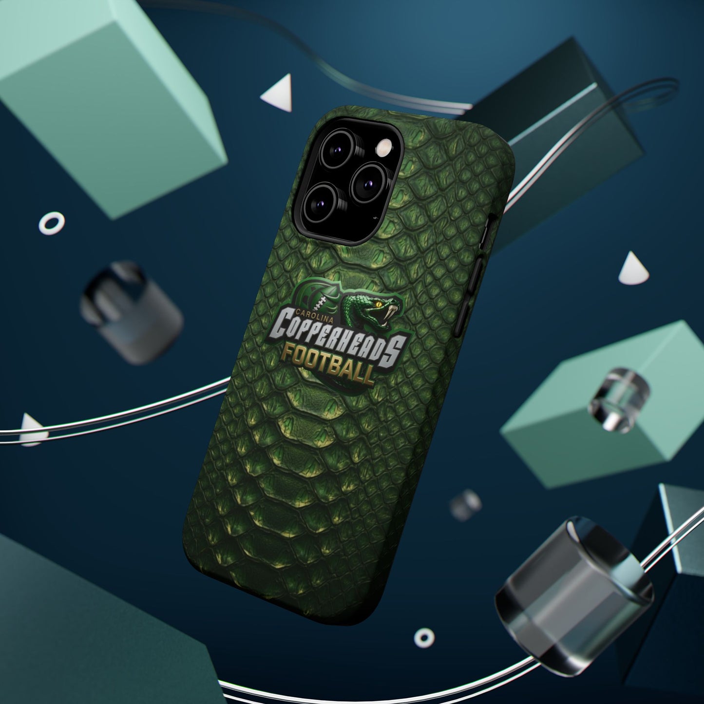 Copperheads Football Magnetic Impact-Resistant Phone Case — Green Snake Scale Design