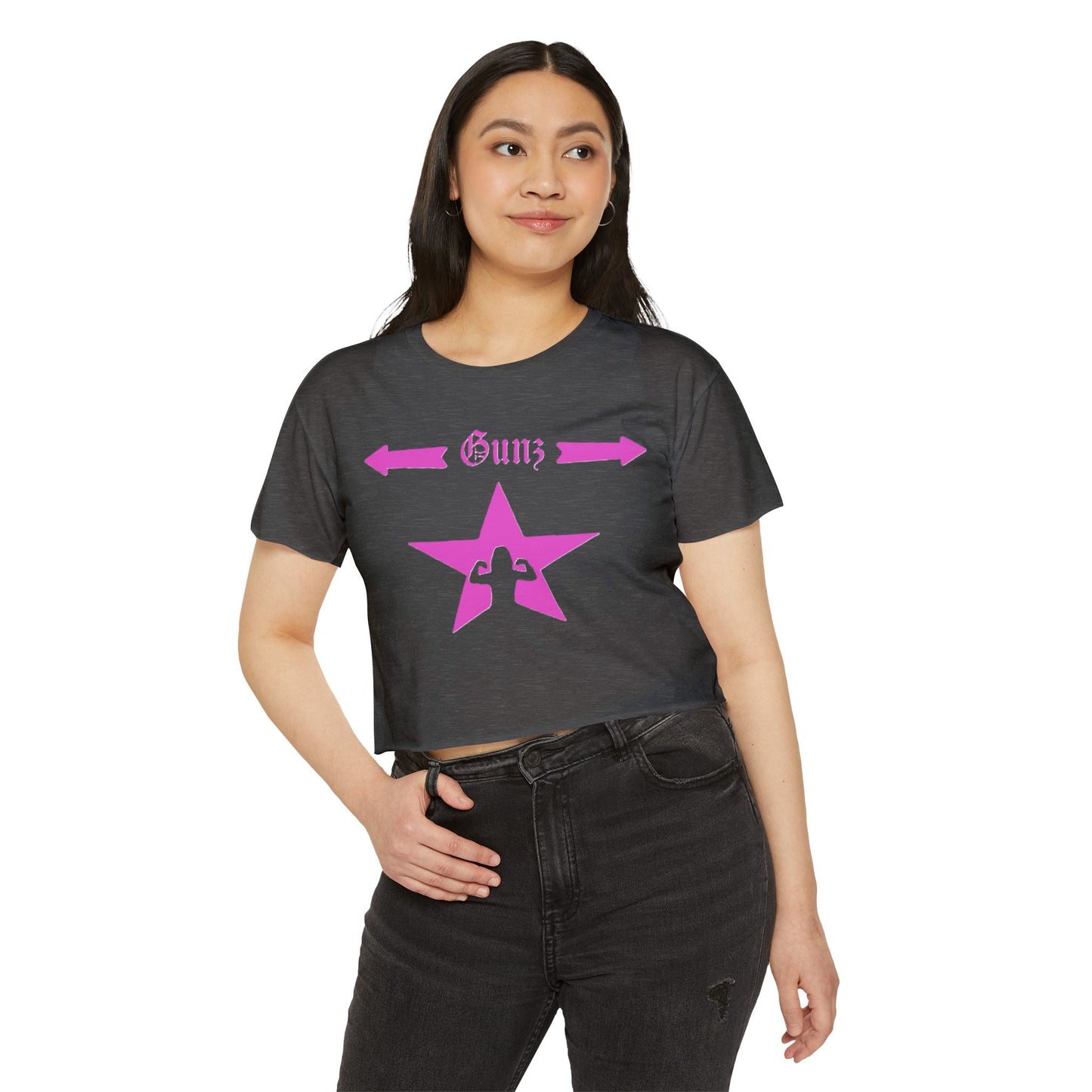 Women’s Pink Star Festival Crop Top – Trendy Music Lover’s Shirt | Stylish Summer Concert & Party Tee