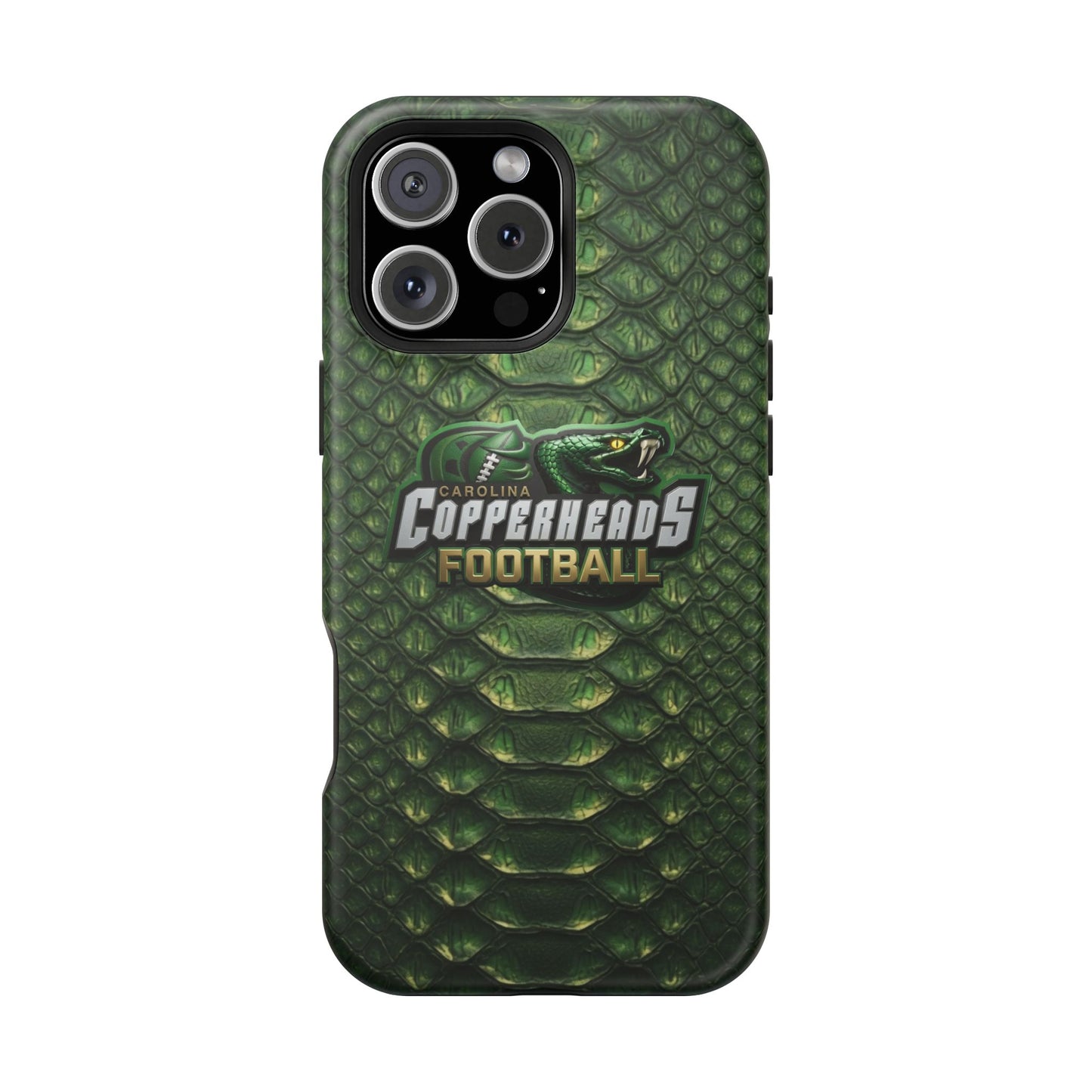Copperheads Football Magnetic Impact-Resistant Phone Case — Green Snake Scale Design