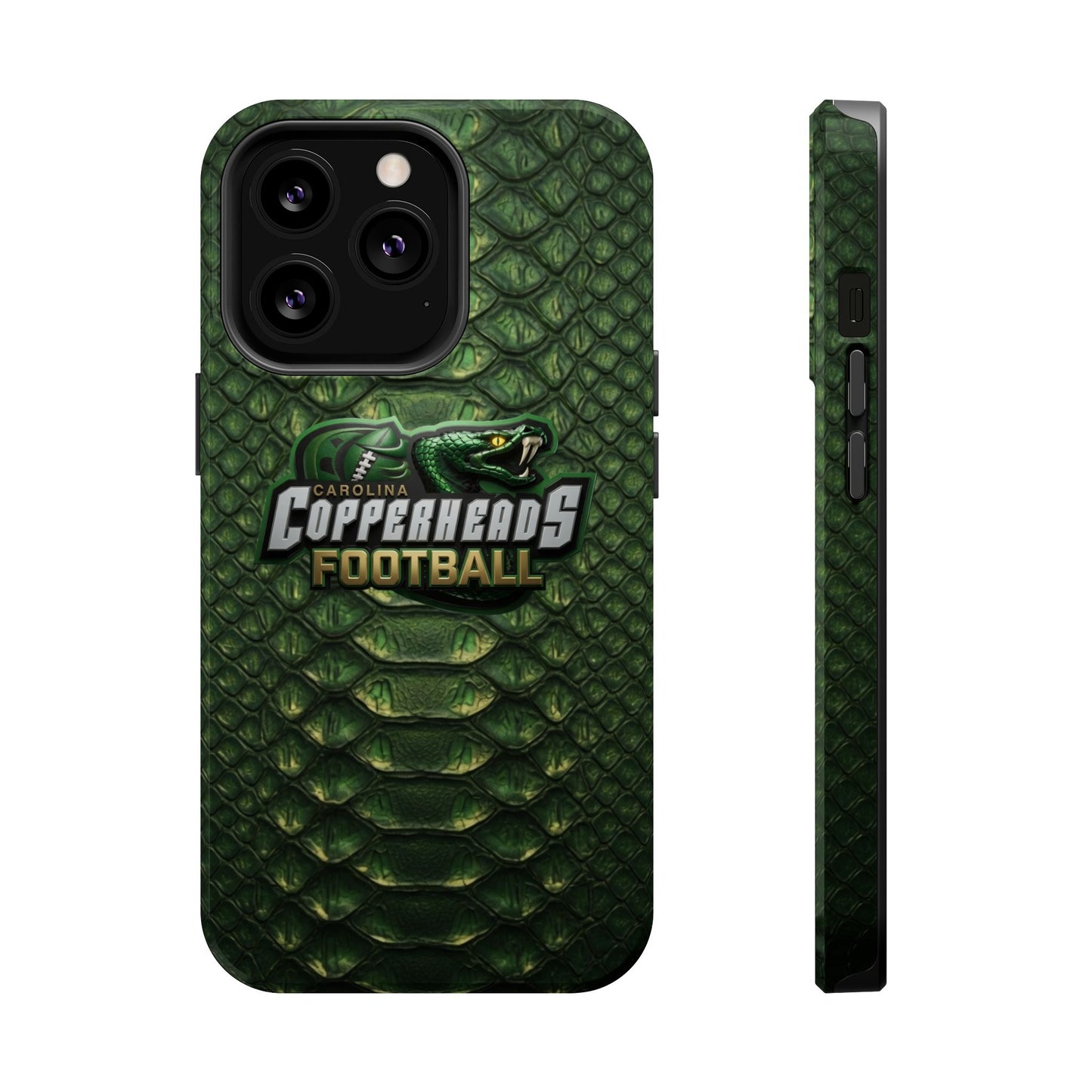 Copperheads Football Magnetic Impact-Resistant Phone Case — Green Snake Scale Design