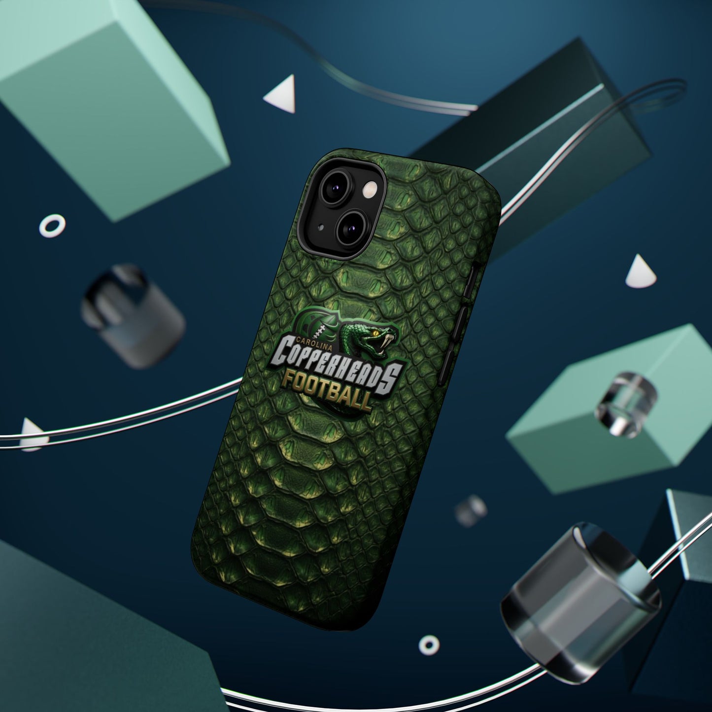 Copperheads Football Magnetic Impact-Resistant Phone Case — Green Snake Scale Design