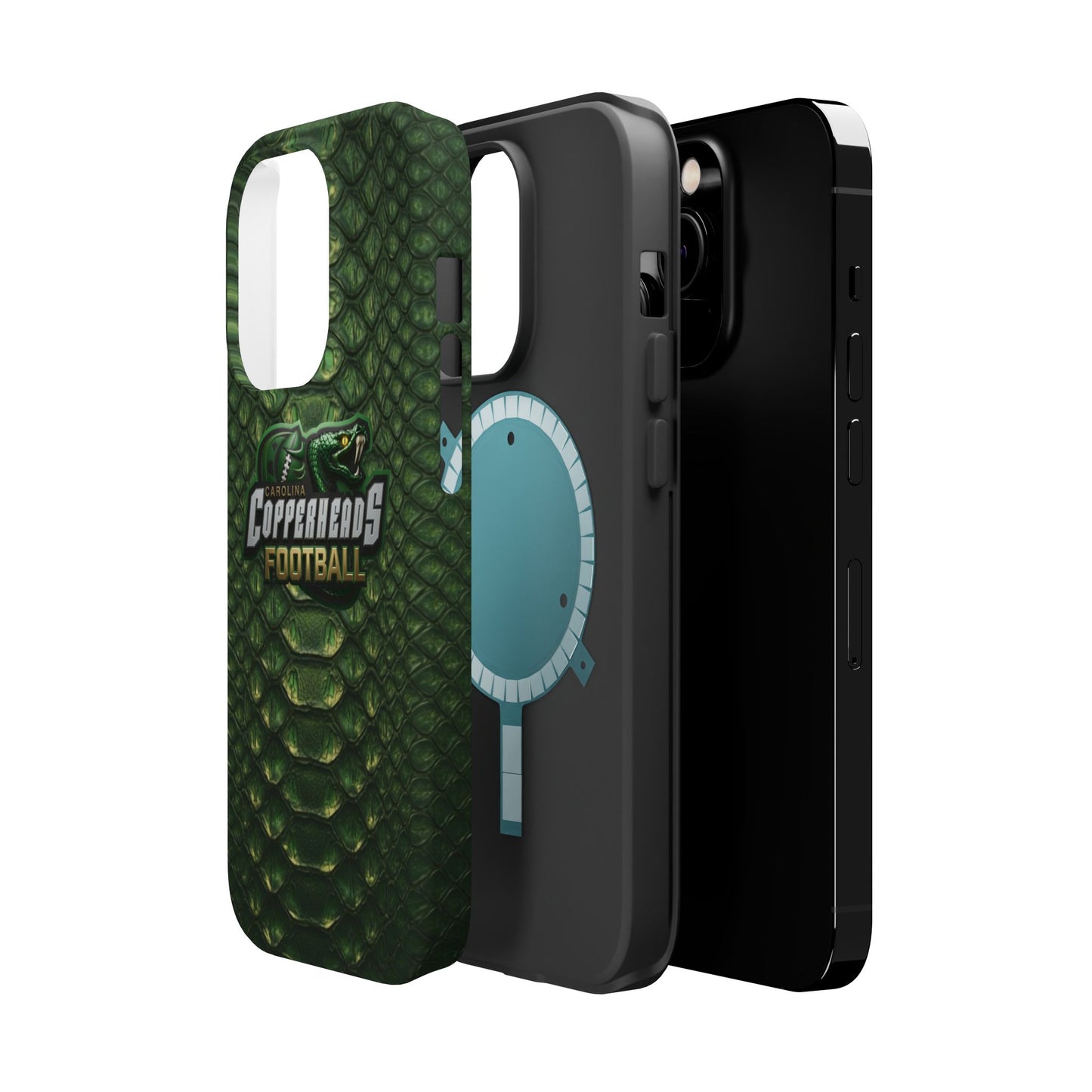 Copperheads Football Magnetic Impact-Resistant Phone Case — Green Snake Scale Design