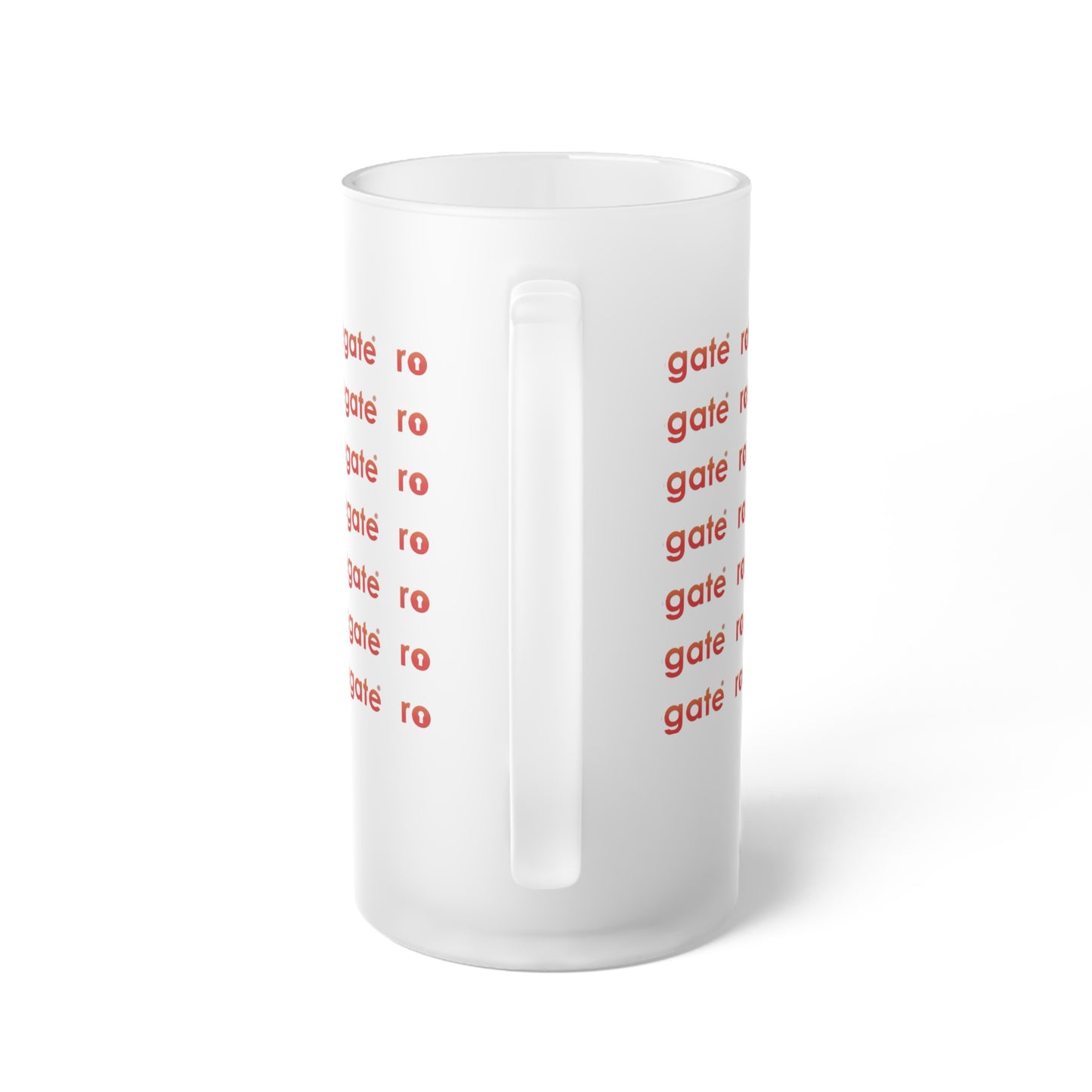 Frosted Glass Beer Mug — Rosegate Repeat Logo Cold-Drink Stein