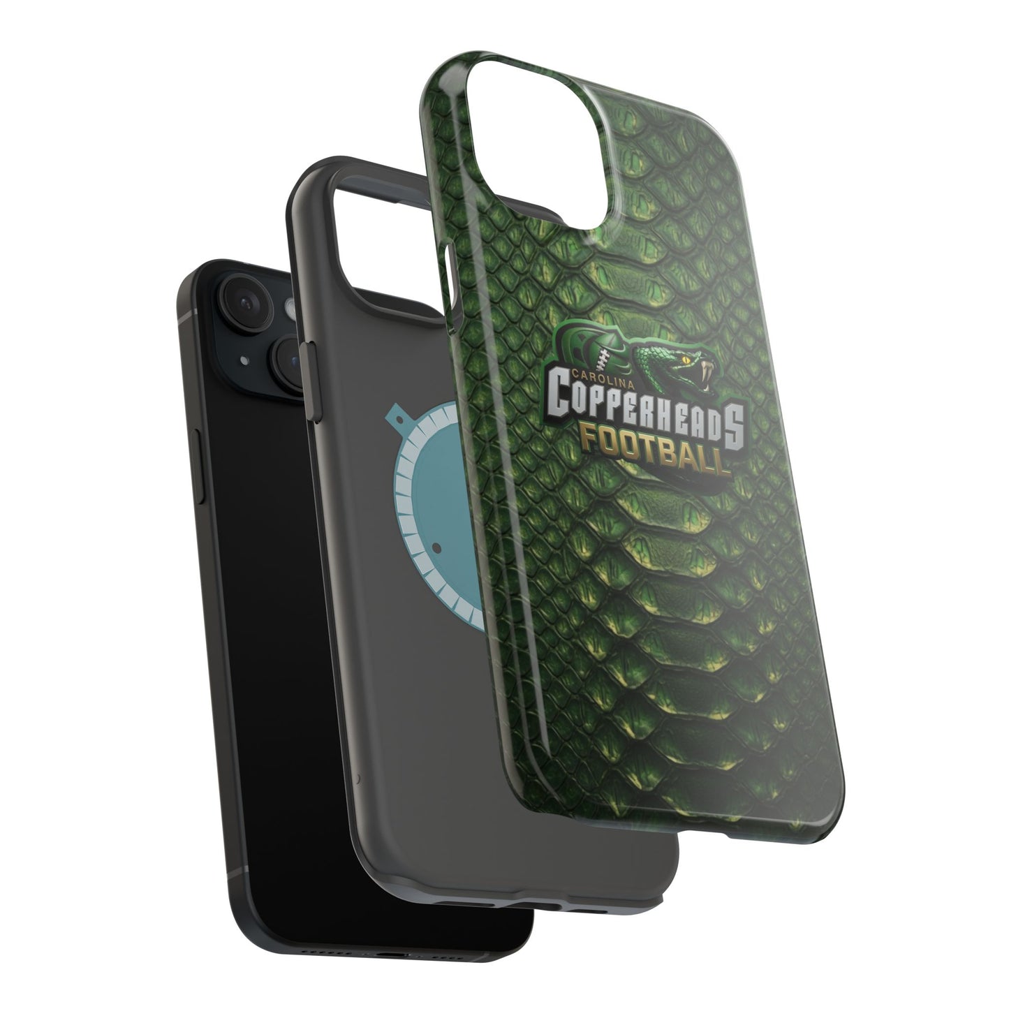 Copperheads Football Magnetic Impact-Resistant Phone Case — Green Snake Scale Design