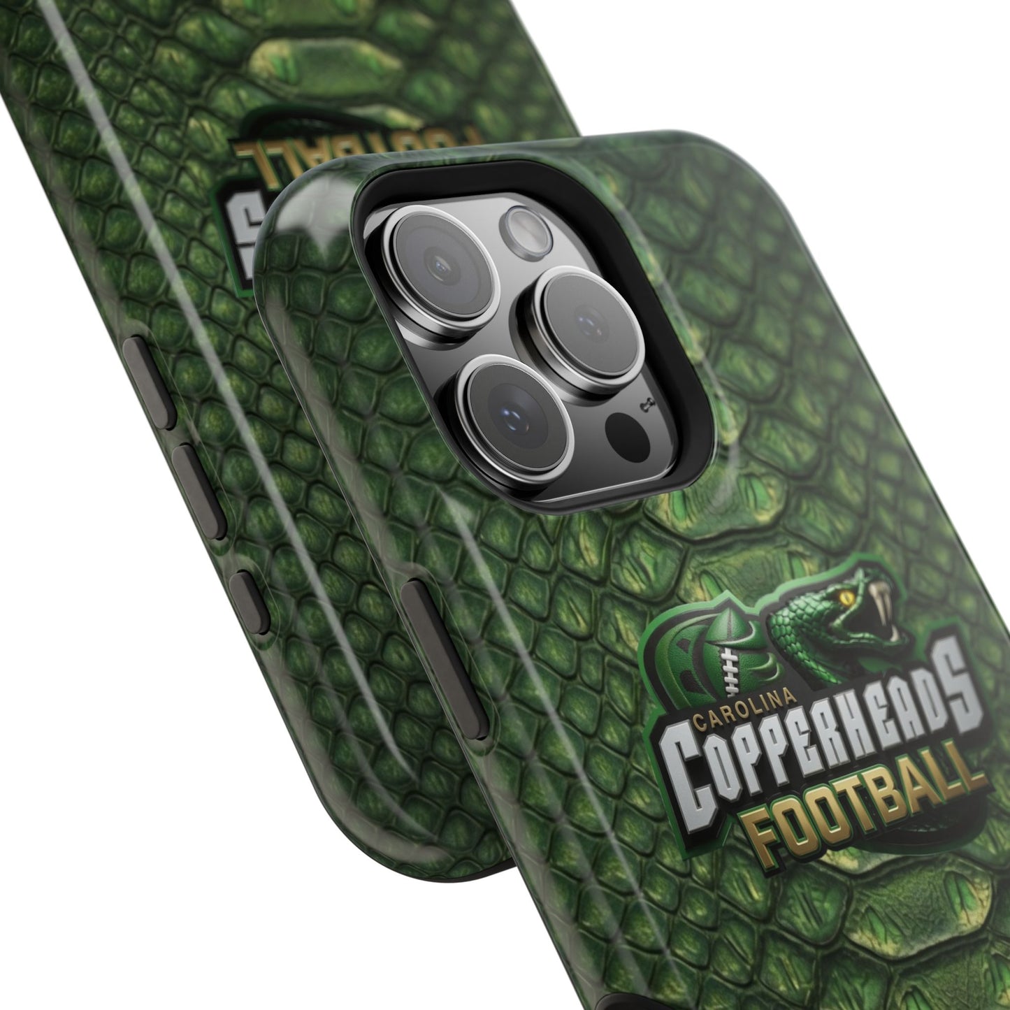 Copperheads Football Magnetic Impact-Resistant Phone Case — Green Snake Scale Design