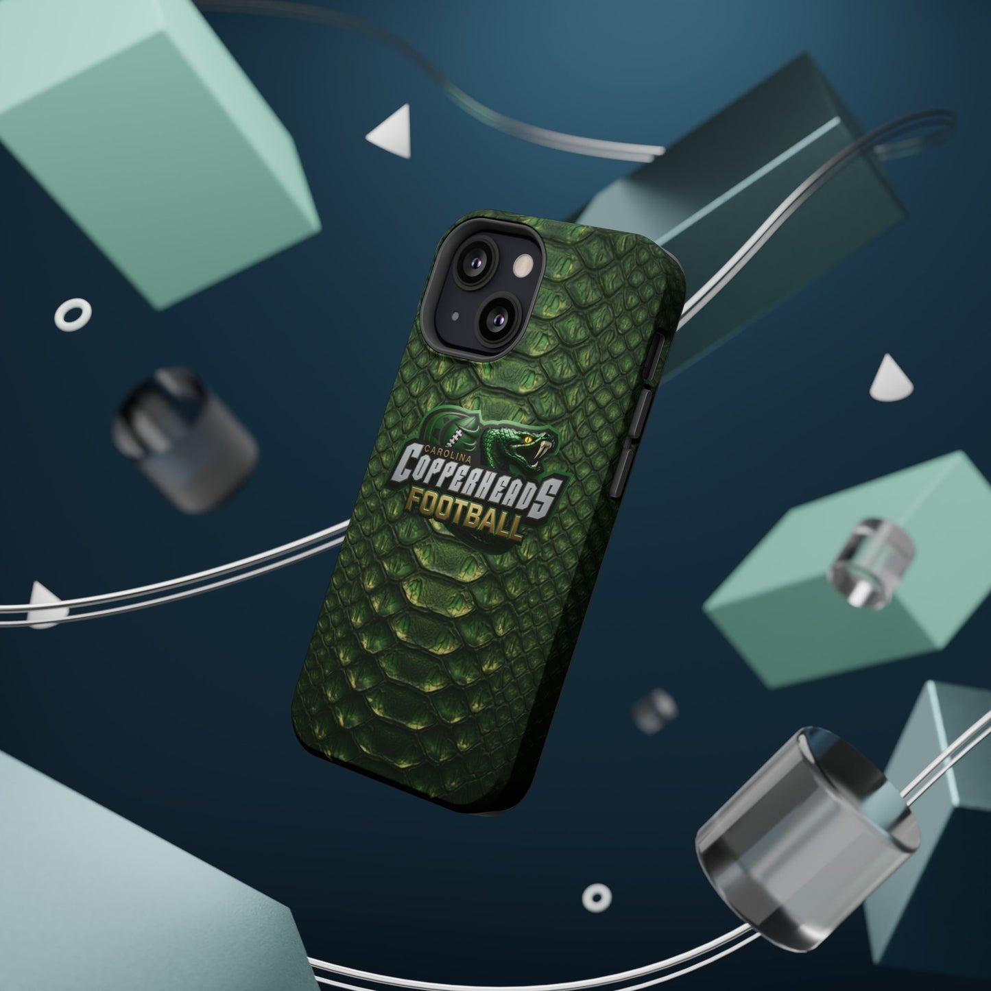 Copperheads Football Magnetic Impact-Resistant Phone Case — Green Snake Scale Design