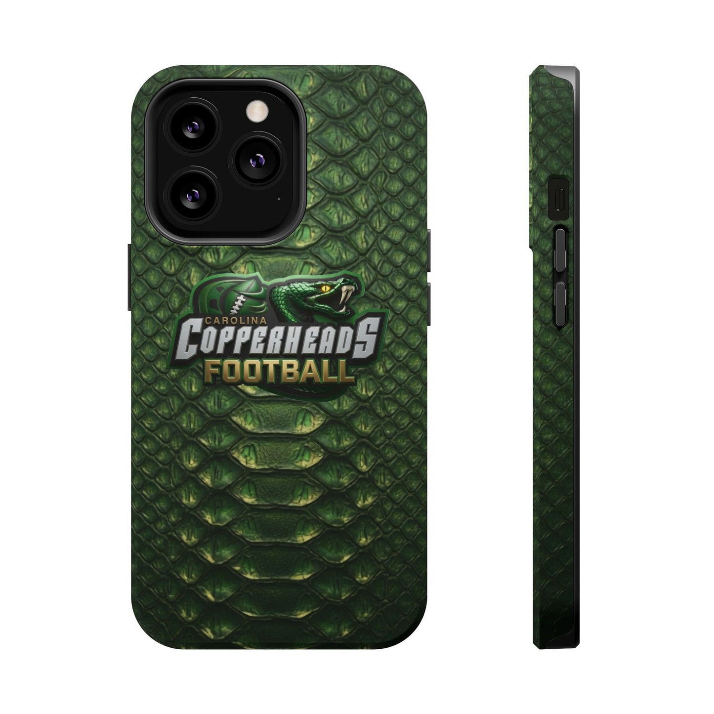 Copperheads Football Magnetic Impact-Resistant Phone Case — Green Snake Scale Design