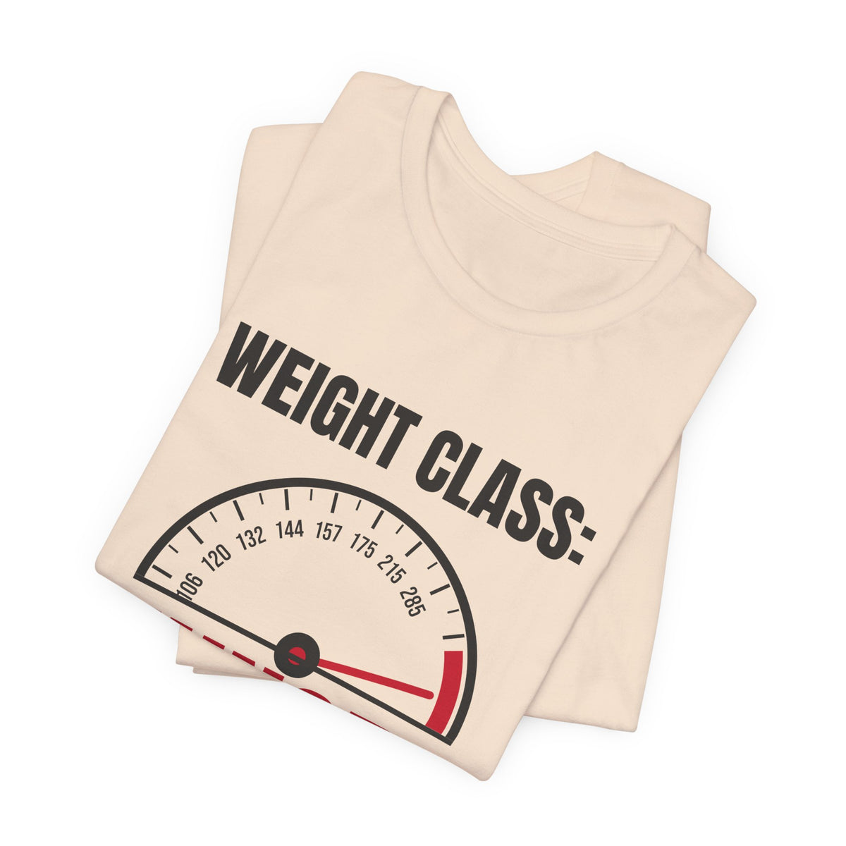 Weight Class: Hungry Wrestling t-shirt in Soft Cream, folded