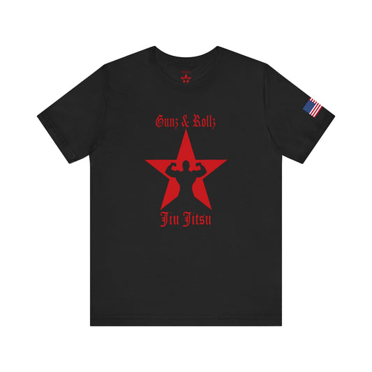 Gunz & Rollz Jiu Jitsu Tee – Unisex American Flag Jersey Shirt | Patriotic BJJ Graphic T-Shirt