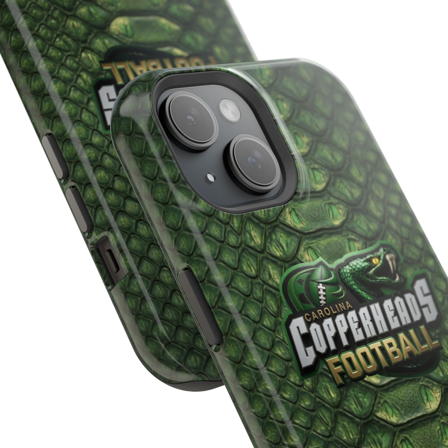 Copperheads Football Magnetic Impact-Resistant Phone Case — Green Snake Scale Design