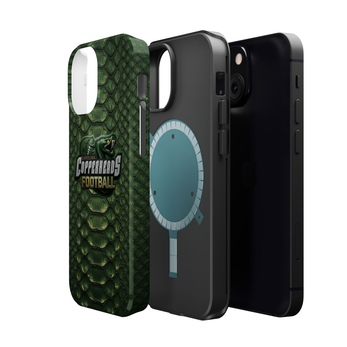 Copperheads Football Magnetic Impact-Resistant Phone Case — Green Snake Scale Design
