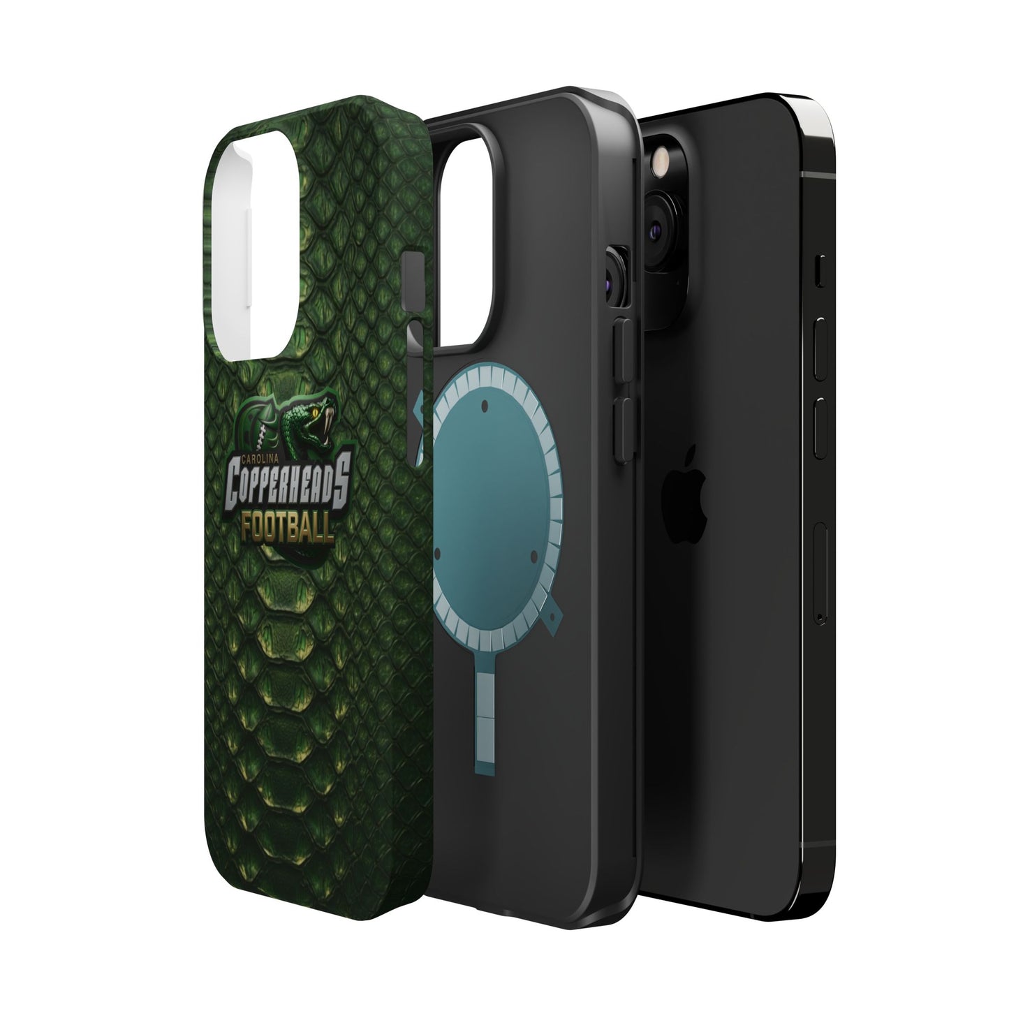 Copperheads Football Magnetic Impact-Resistant Phone Case — Green Snake Scale Design