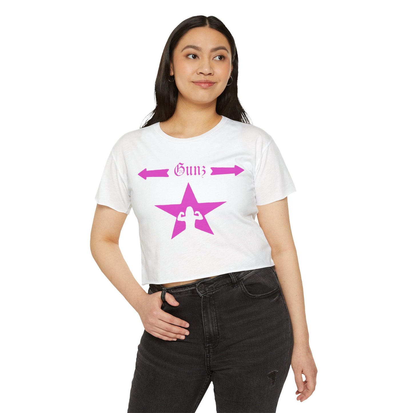 Women’s Pink Star Festival Crop Top – Trendy Music Lover’s Shirt | Stylish Summer Concert & Party Tee