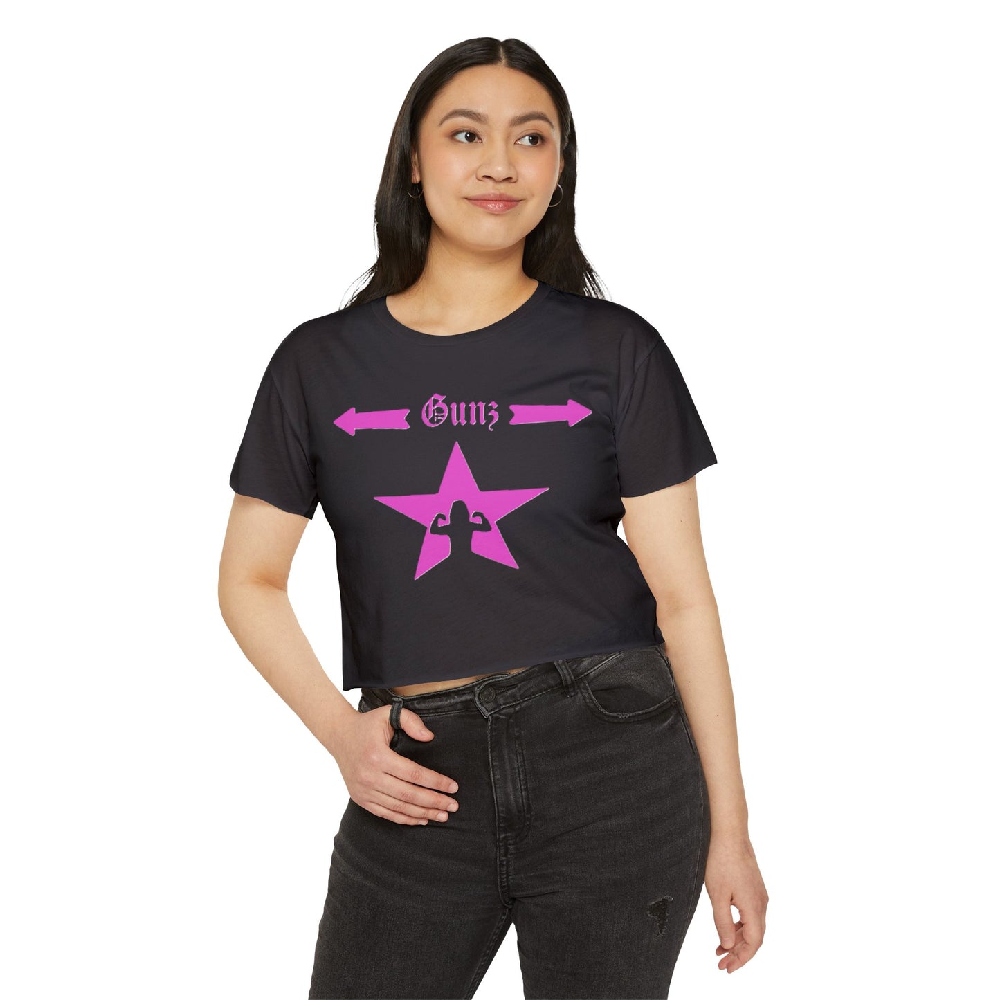 Women’s Pink Star Festival Crop Top – Trendy Music Lover’s Shirt | Stylish Summer Concert & Party Tee
