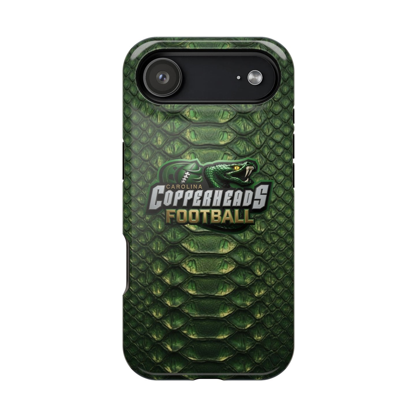 Copperheads Football Magnetic Impact-Resistant Phone Case — Green Snake Scale Design
