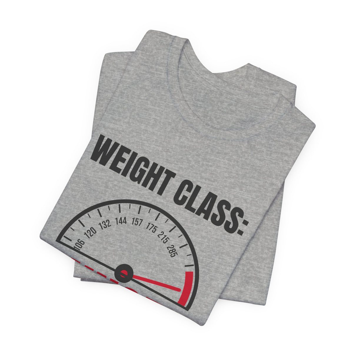 Weight Class: Hungry Wrestling t-shirt in Athletic Heather, folded