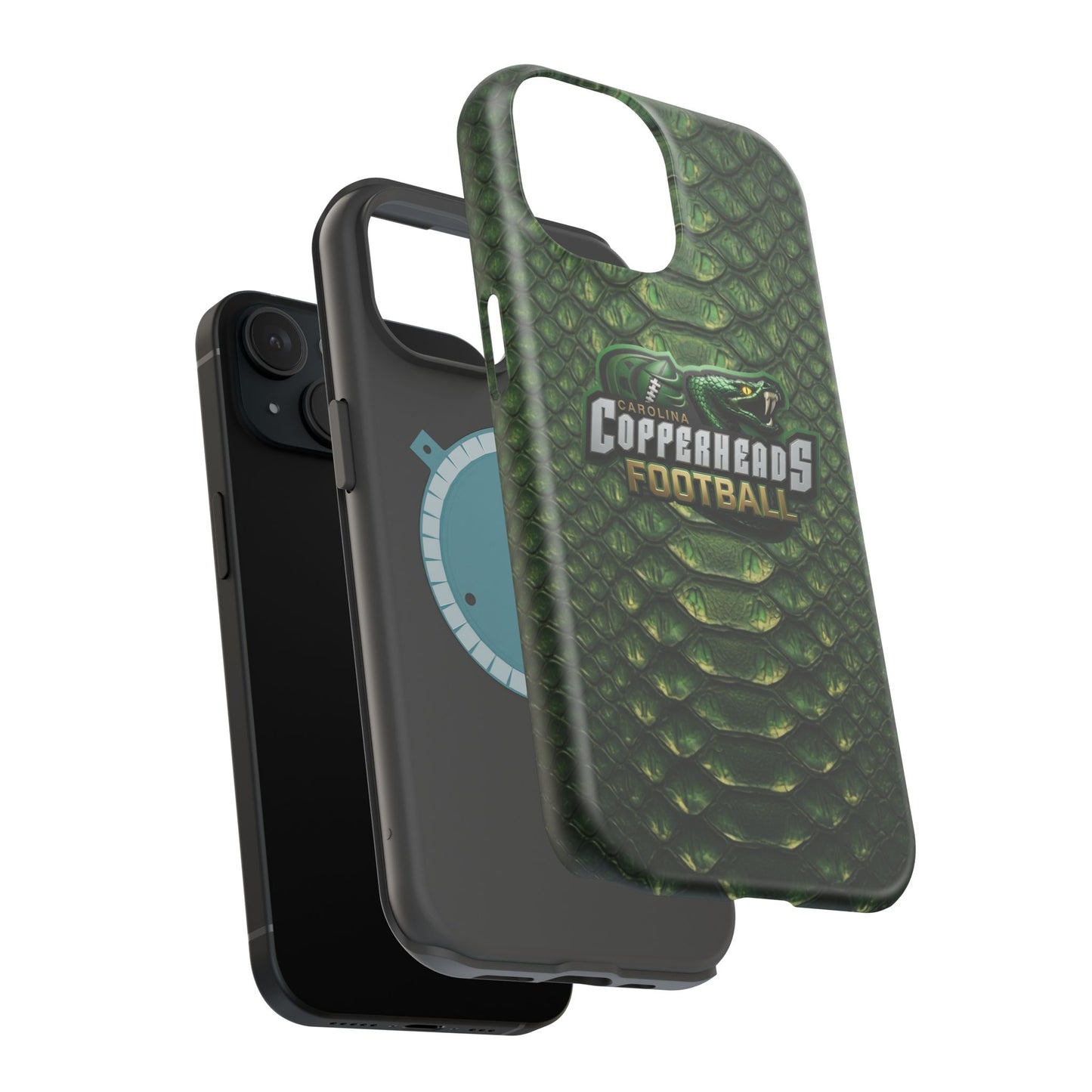Copperheads Football Magnetic Impact-Resistant Phone Case — Green Snake Scale Design