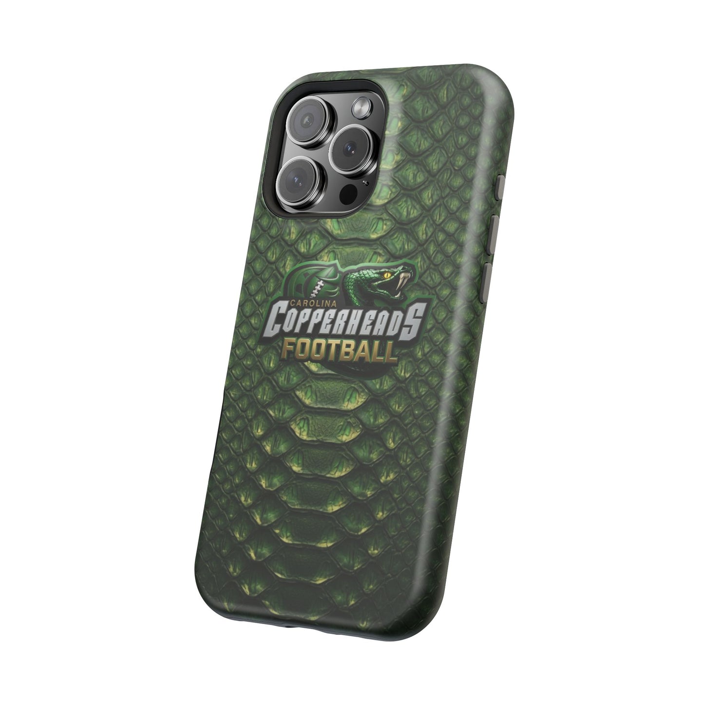 Copperheads Football Magnetic Impact-Resistant Phone Case — Green Snake Scale Design