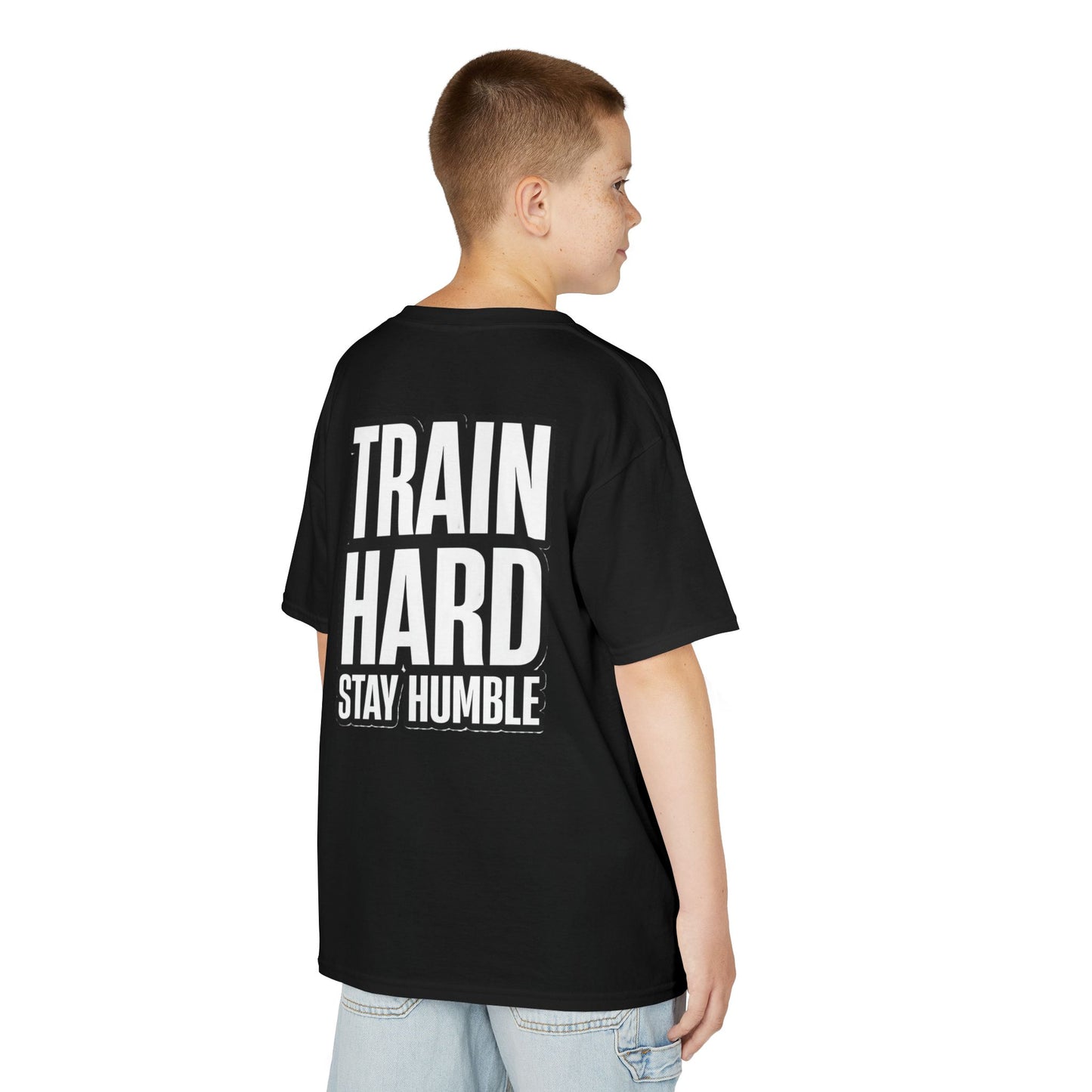 Kids Tee — 'Train Hard Stay Humble' Motivational Gym Shirt