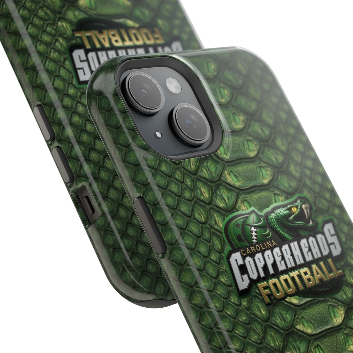 Copperheads Football Magnetic Impact-Resistant Phone Case — Green Snake Scale Design