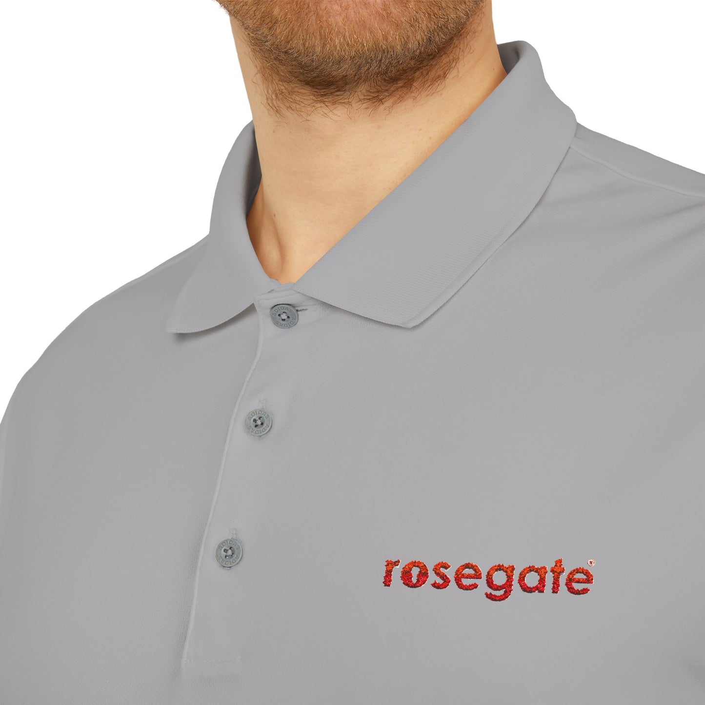 Rosegate Minimalist White Performance Polo — Embroidered Logo Golf & Work Shirt