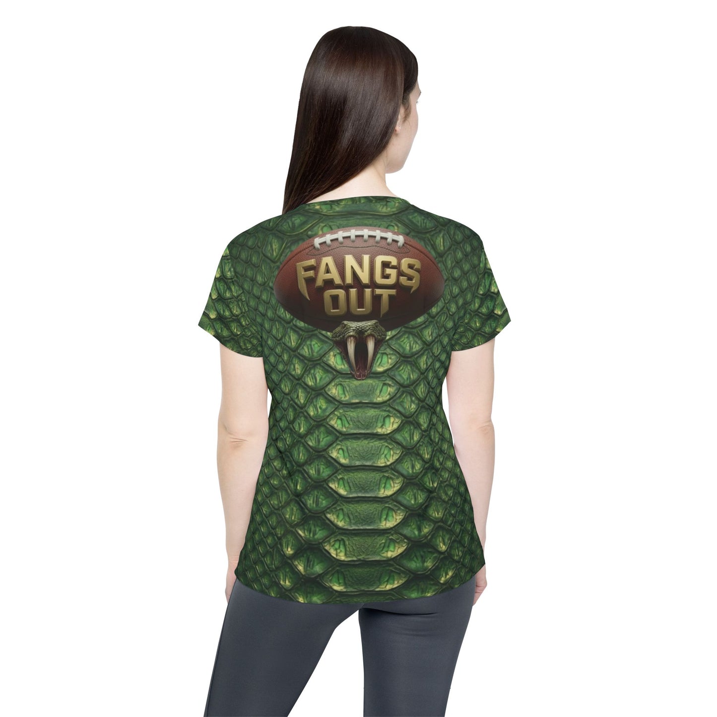 Copperheads Football Women's Jersey — Green Snake Scale 'Fangs Out' Team Tee