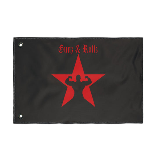 Gunz & Rollz Double Sided Flag - Bold Red Star Design for Fitness Enthusiasts