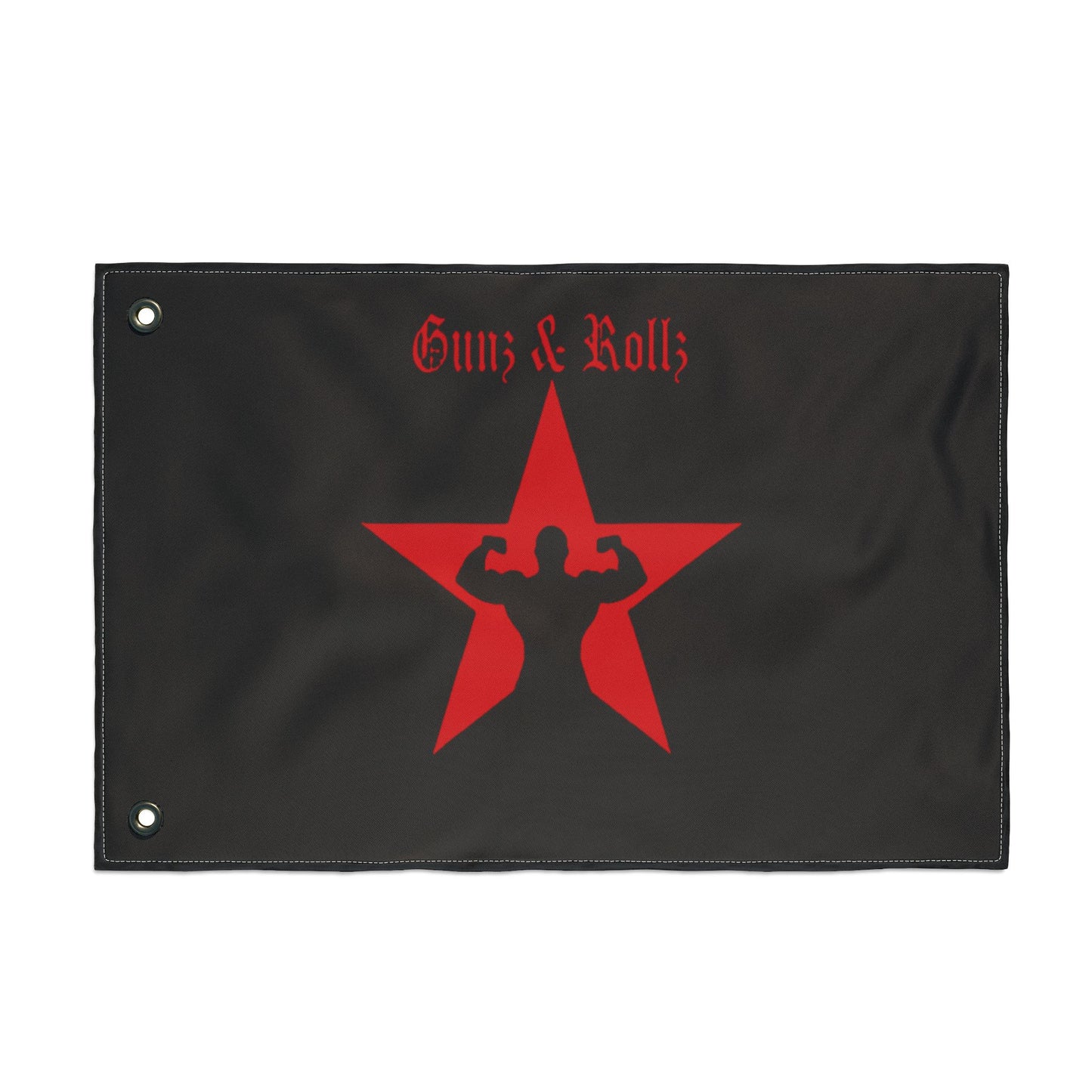 Gunz & Rollz Double Sided Flag - Bold Red Star Design for Fitness Enthusiasts