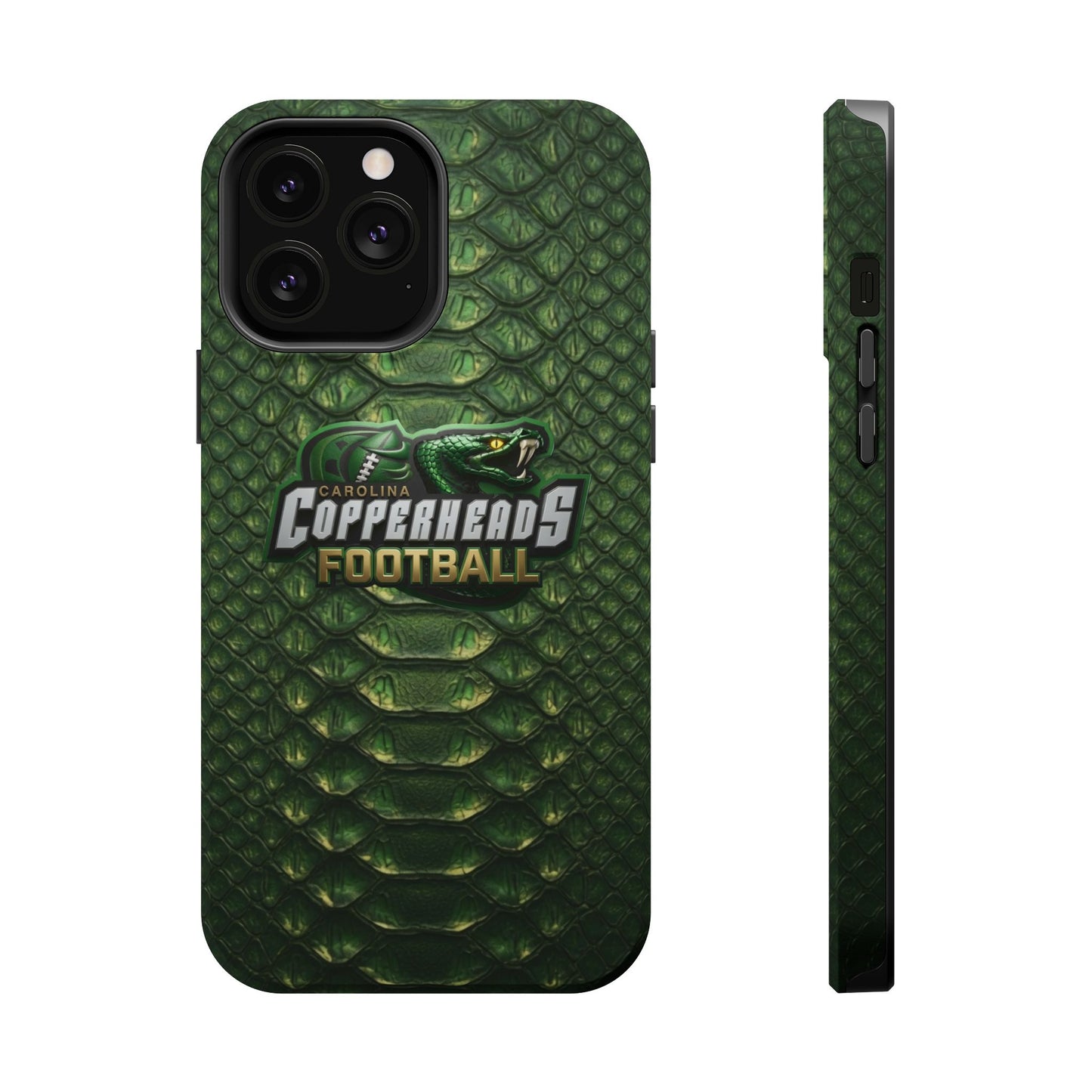 Copperheads Football Magnetic Impact-Resistant Phone Case — Green Snake Scale Design