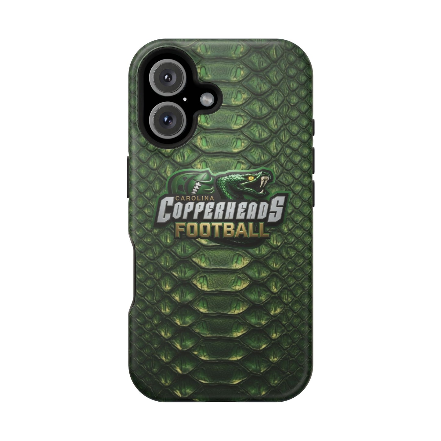 Copperheads Football Magnetic Impact-Resistant Phone Case — Green Snake Scale Design